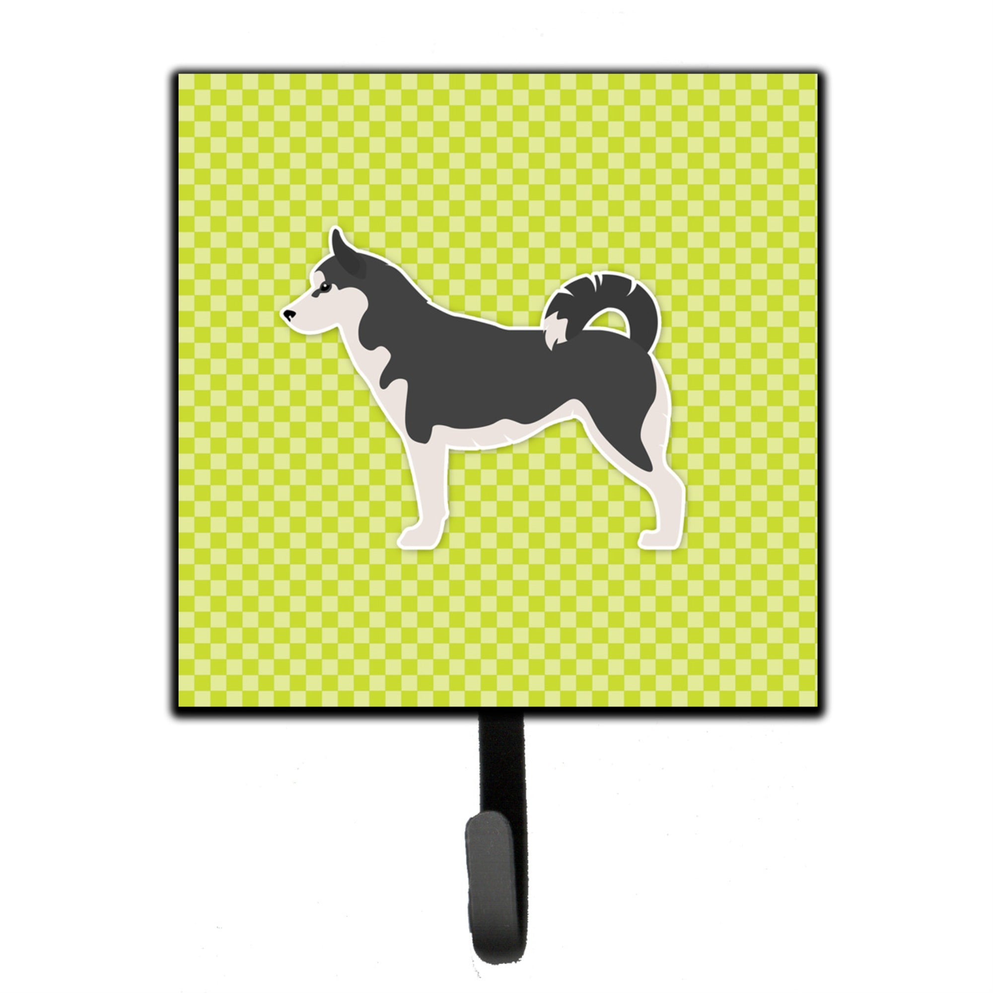 Caroline'S Treasures Siberian Husky Checkerboard Green Leash Or Key Holder Bb3880Sh4, Small, Multicolor