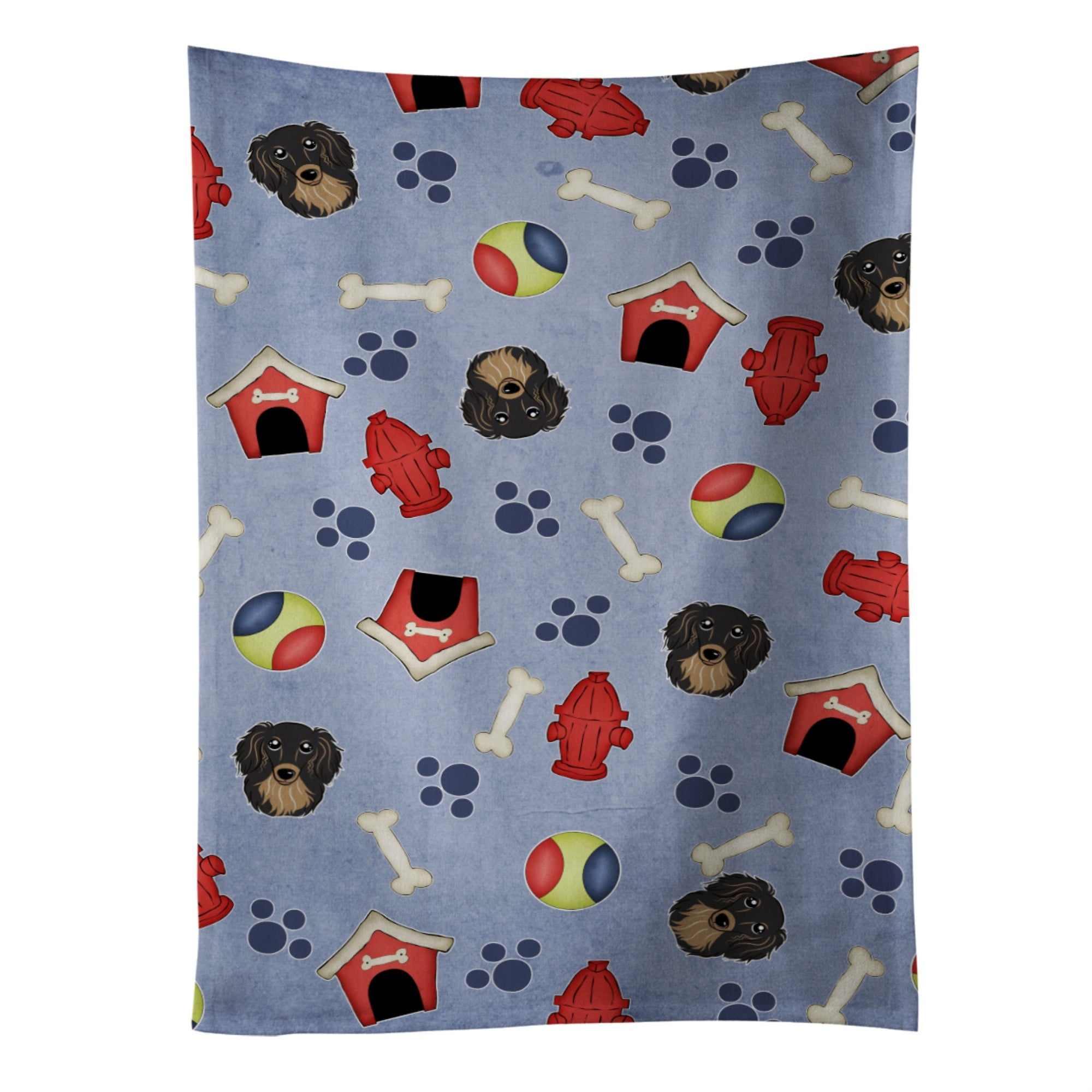 Caroline'S Treasures Bb3992Ktwl Longhair Black And Tan Dachshund Kitchen Towel, 25 X 15, Multicolor
