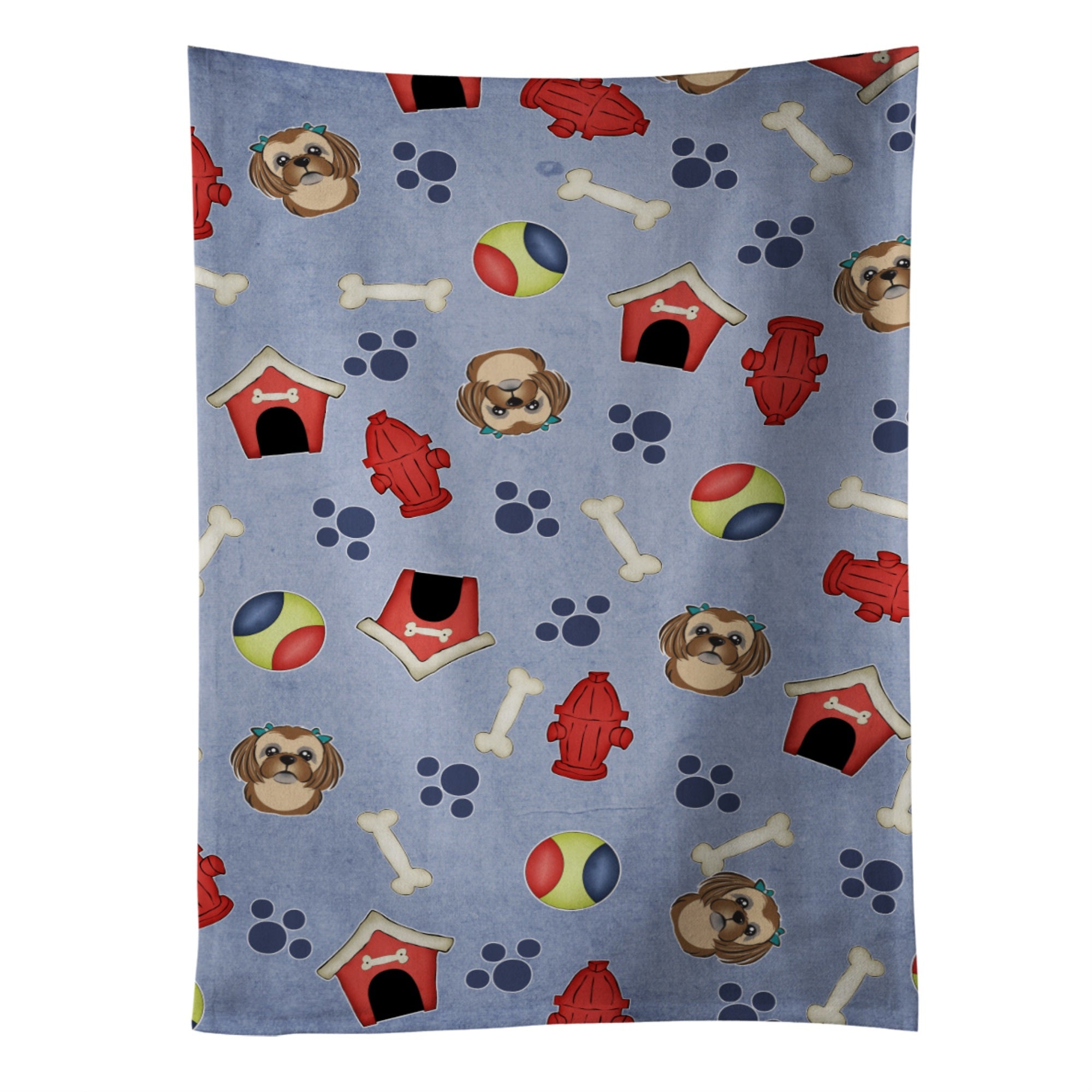 Caroline'S Treasures Bb4028Ktwl Dog House Chocolate Brown Shih Tzu Kitchen Towel, 25 X 15, Multicolor