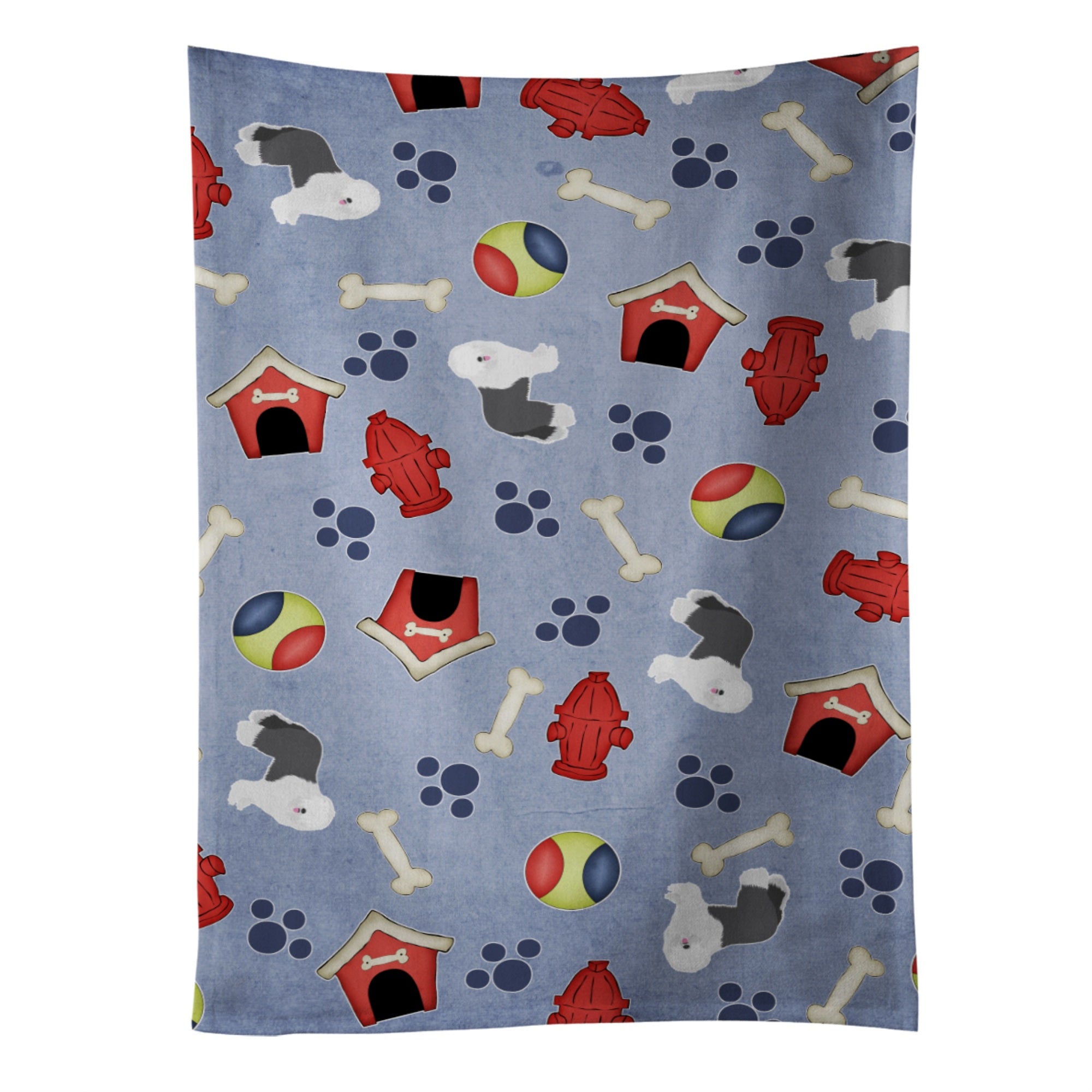 Caroline'S Treasures Bb4107Ktwl Dog House Old English Sheepdog Kitchen Towel, 25 X 15, Multicolor