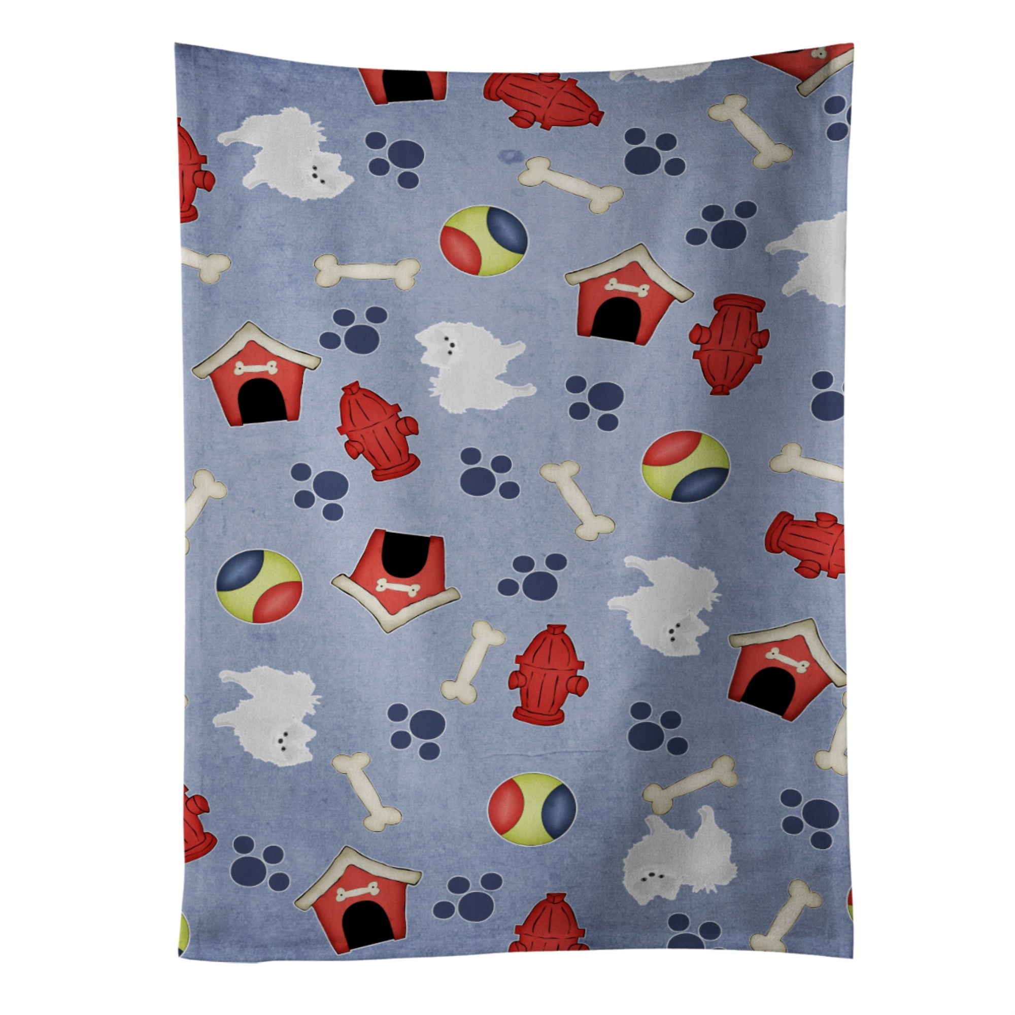 Caroline'S Treasures Bb4111Ktwl Dog House White Pomeranian Kitchen Towel, 25 X 15, Multicolor