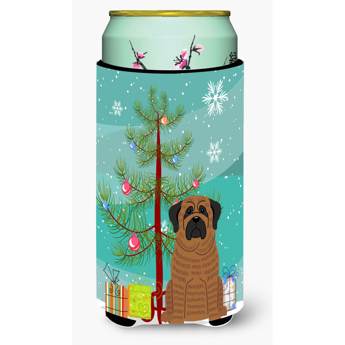 Caroline'S Treasures Merry Christmas Tree Mastiff Brindle Tall Boy Beverage Insulator Hugger Bb4140Tbc, Multicolor