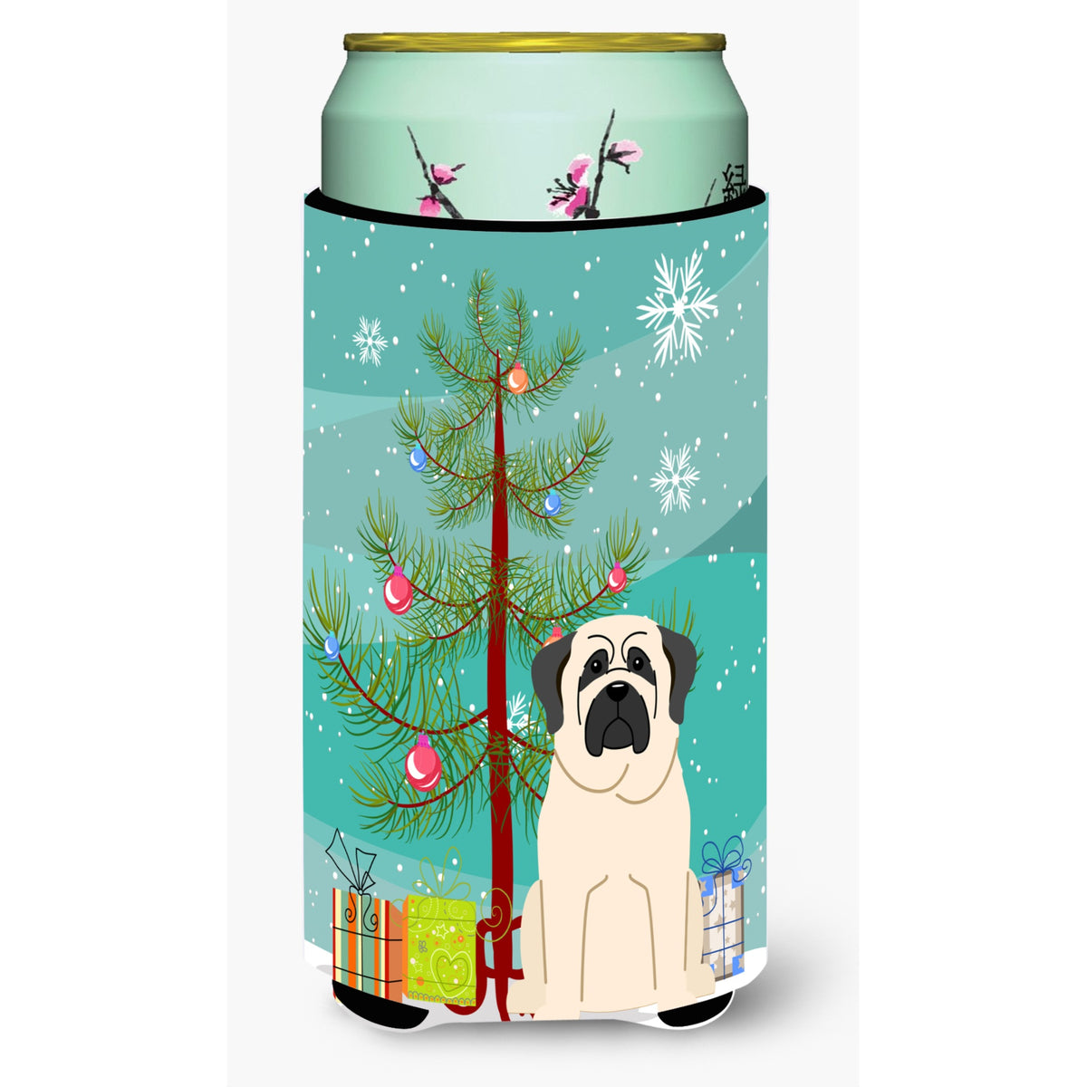 Caroline'S Treasures Merry Christmas Tree Mastiff White Tall Boy Beverage Insulator Hugger Bb4142Tbc, Multicolor