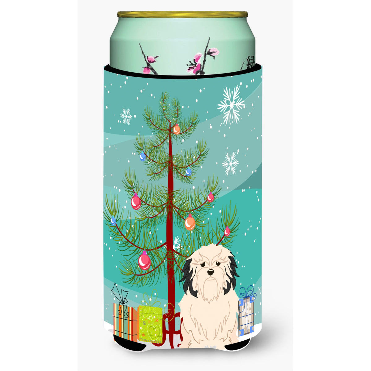 Caroline'S Treasures Merry Christmas Tree Lowchen Tall Boy Beverage Insulator Hugger Bb4144Tbc, Multicolor