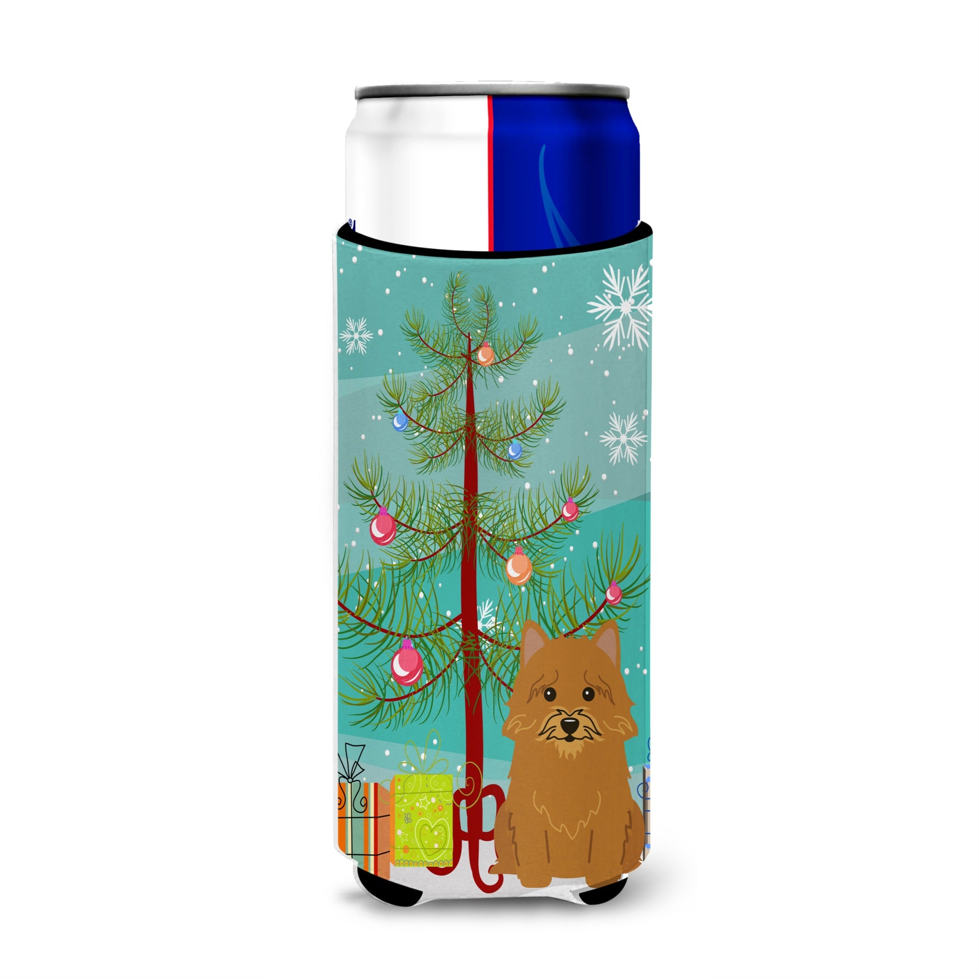 Caroline'S Treasures Bb4145Muk Merry Christmas Tree Norwich Terrier Michelob Ultra Hugger For Slim Cans, Multicolor
