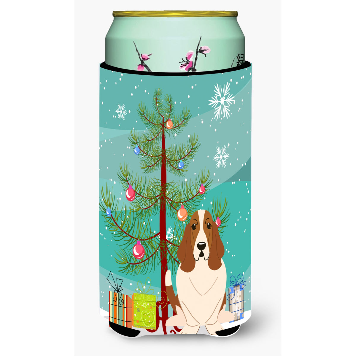 Caroline'S Treasures Merry Christmas Tree Basset Hound Tall Boy Beverage Insulator Hugger Bb4146Tbc, Multicolor