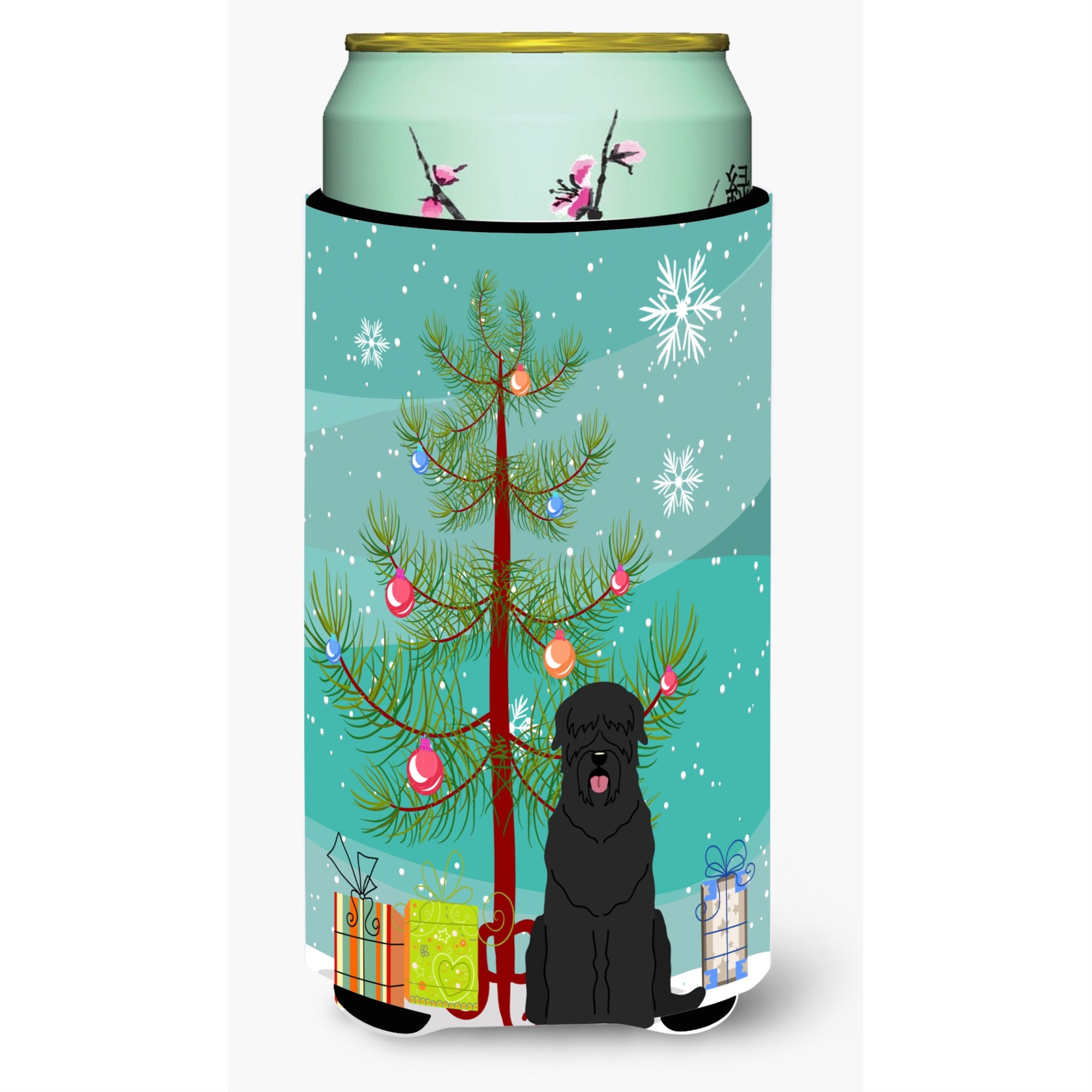 Caroline'S Treasures Merry Christmas Tree Black Russian Terrier Tall Boy Beverage Insulator Hugger Bb4151Tbc, Multicolor