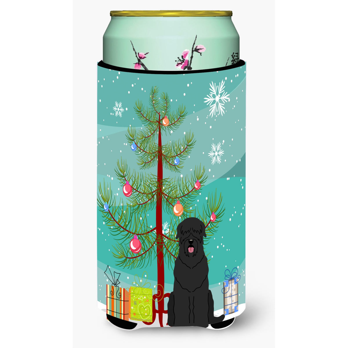 Caroline'S Treasures Merry Christmas Tree Black Russian Terrier Tall Boy Beverage Insulator Hugger Bb4151Tbc, Multicolor