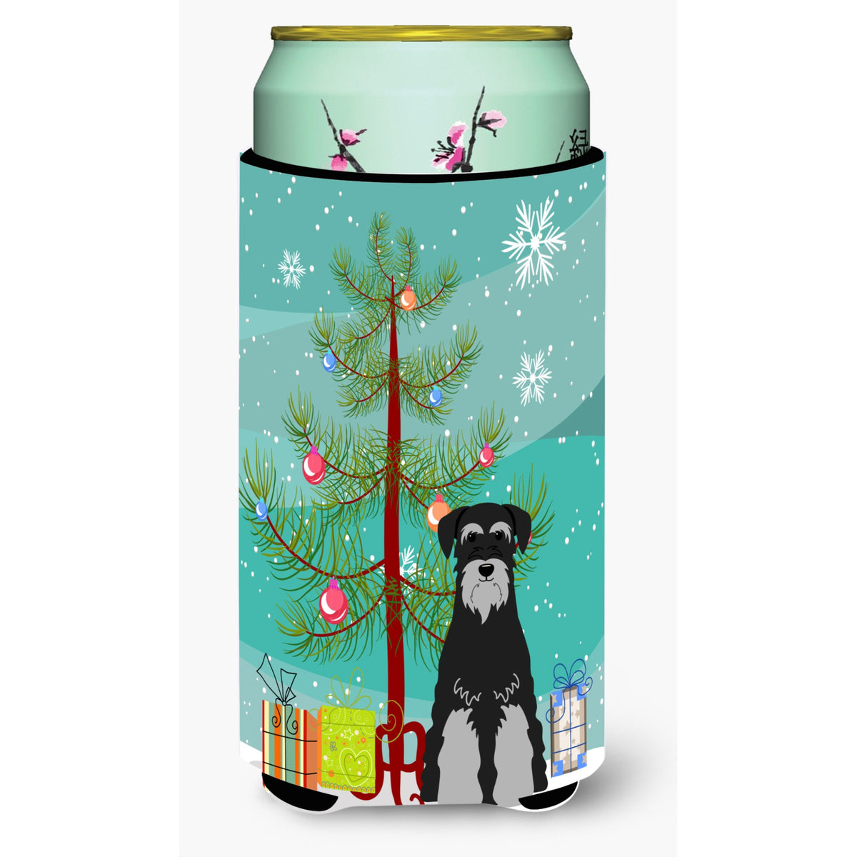 Caroline'S Treasures Merry Christmas Tree Standard Schnauzer Black Grey Tall Boy Beverage Insulator Hugger Bb4159Tbc, Multicol