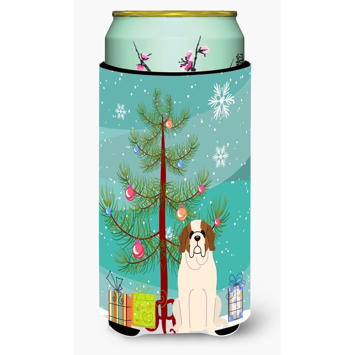 Caroline'S Treasures Merry Christmas Tree Saint Bernard Tall Boy Beverage Insulator Hugger Bb4160Tbc, Multicolor