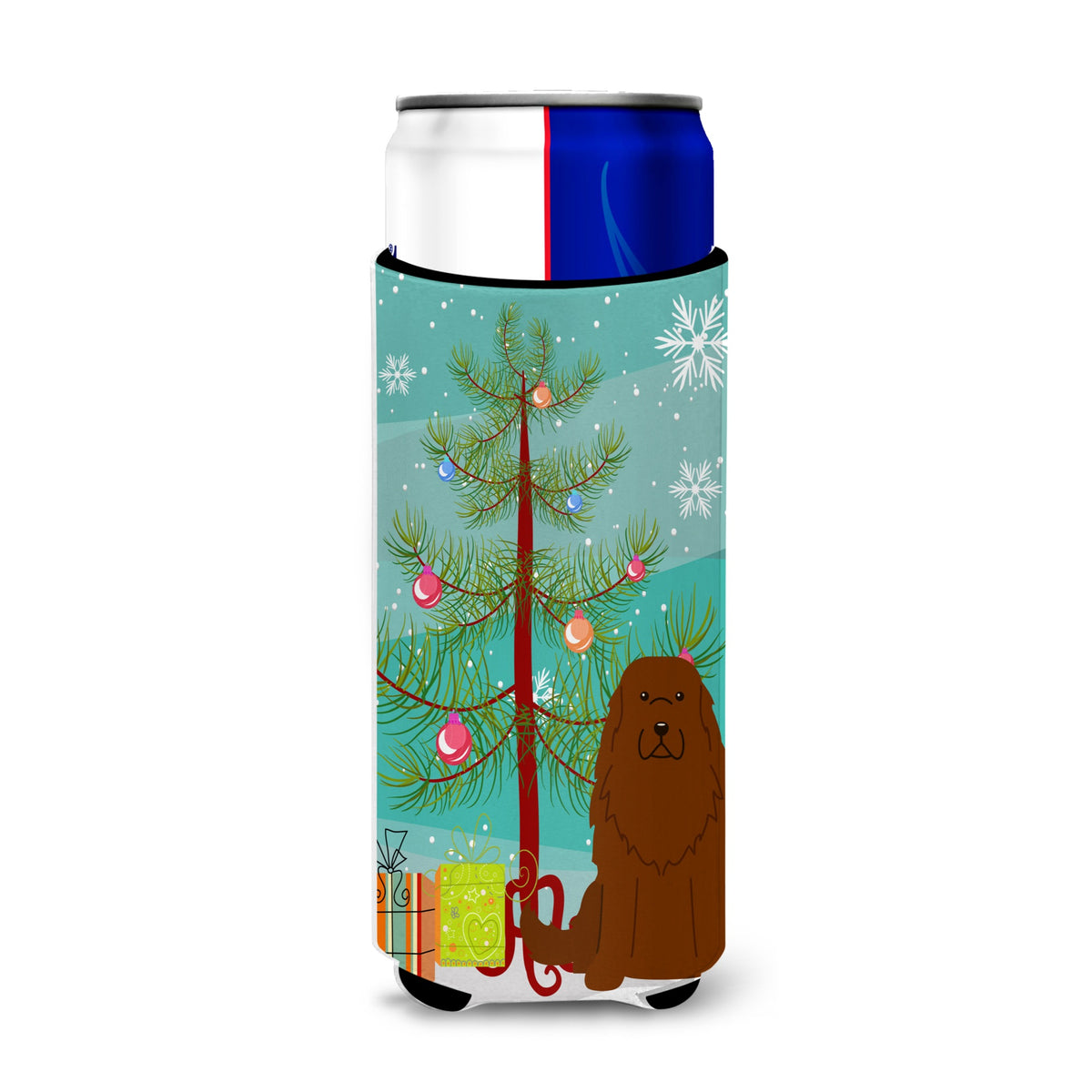 Caroline'S Treasures Bb4175Muk Merry Christmas Tree Caucasian Shepherd Dog Michelob Ultra Hugger For Slim Cans, Multicolor