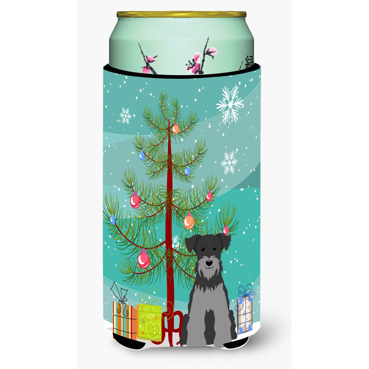 Caroline'S Treasures Merry Christmas Tree Miniature Schanuzer Black Silver Tall Boy Beverage Insulator Hugger Bb4177Tbc, Multi
