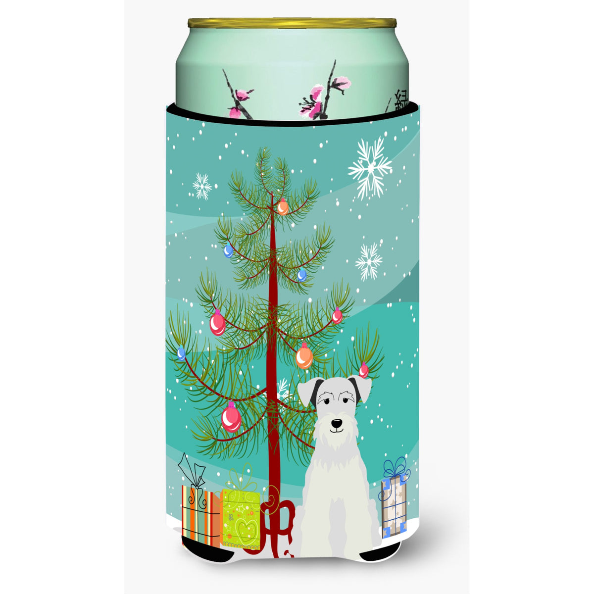 Caroline'S Treasures Merry Christmas Tree Miniature Schanuzer White Tall Boy Beverage Insulator Hugger Bb4178Tbc, Multicolor
