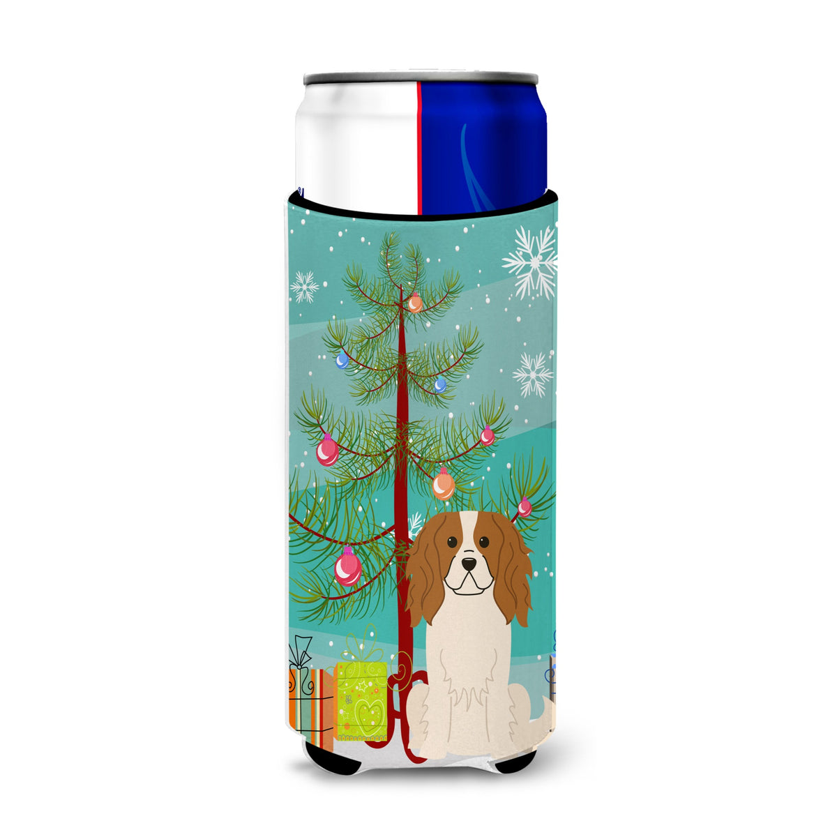 Caroline'S Treasures Bb4183Muk Merry Christmas Tree Cavalier Spaniel Michelob Ultra Hugger For Slim Cans, Multicolor