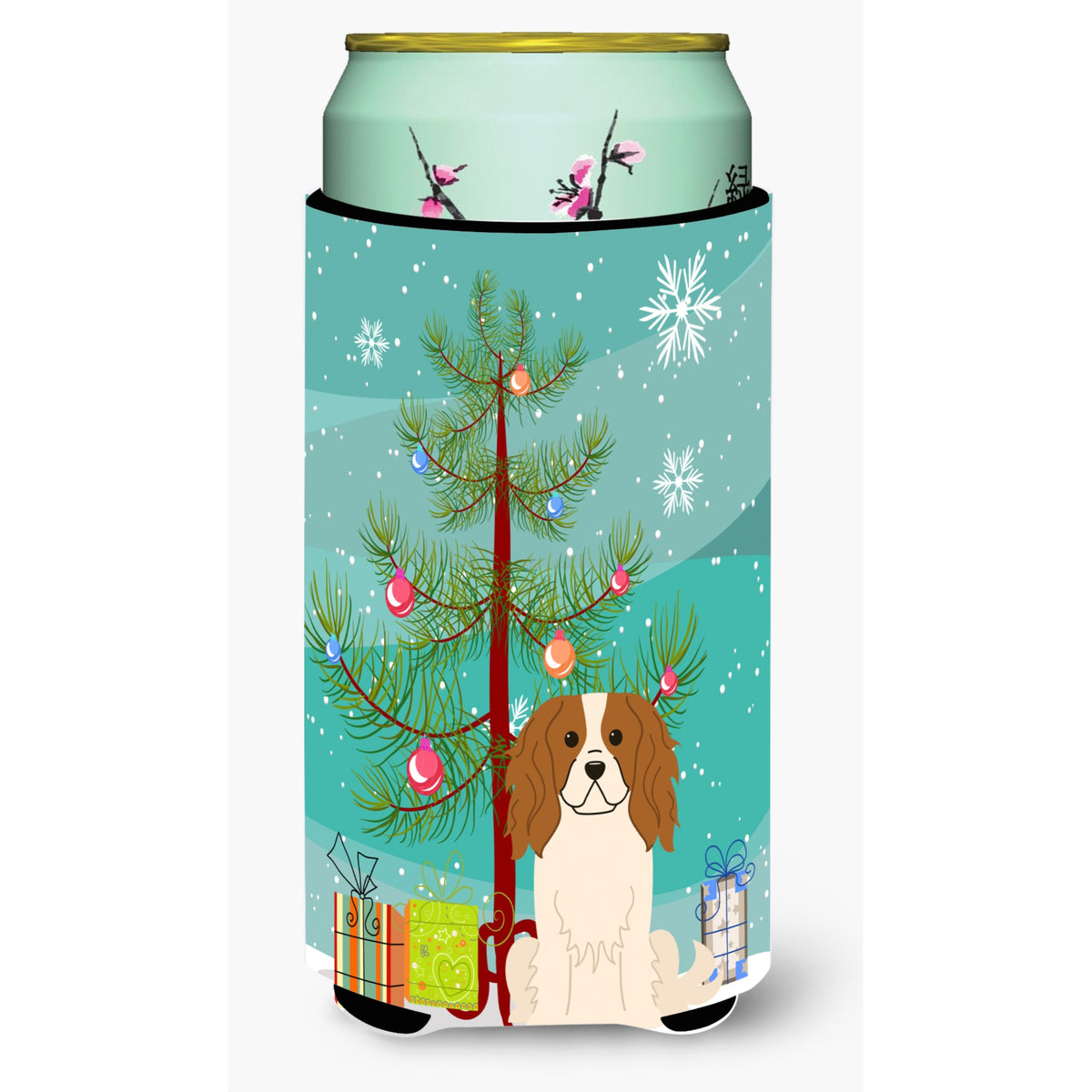 Caroline'S Treasures Merry Christmas Tree Cavalier Spaniel Tall Boy Beverage Insulator Hugger Bb4183Tbc, Multicolor