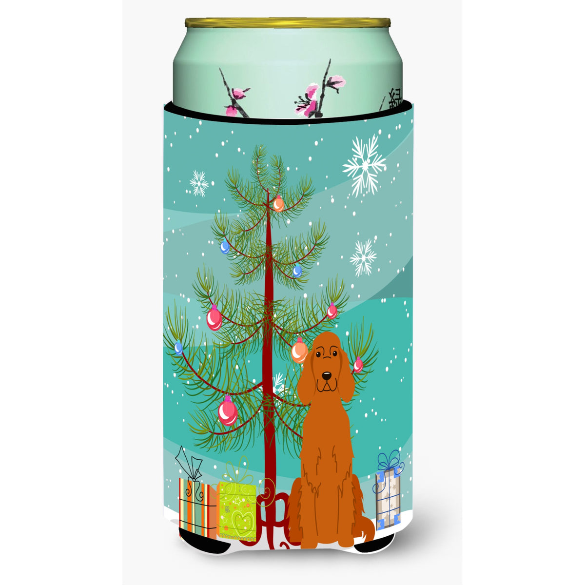 Caroline'S Treasures Merry Christmas Tree Irish Setter Tall Boy Beverage Insulator Hugger Bb4189Tbc, Multicolor