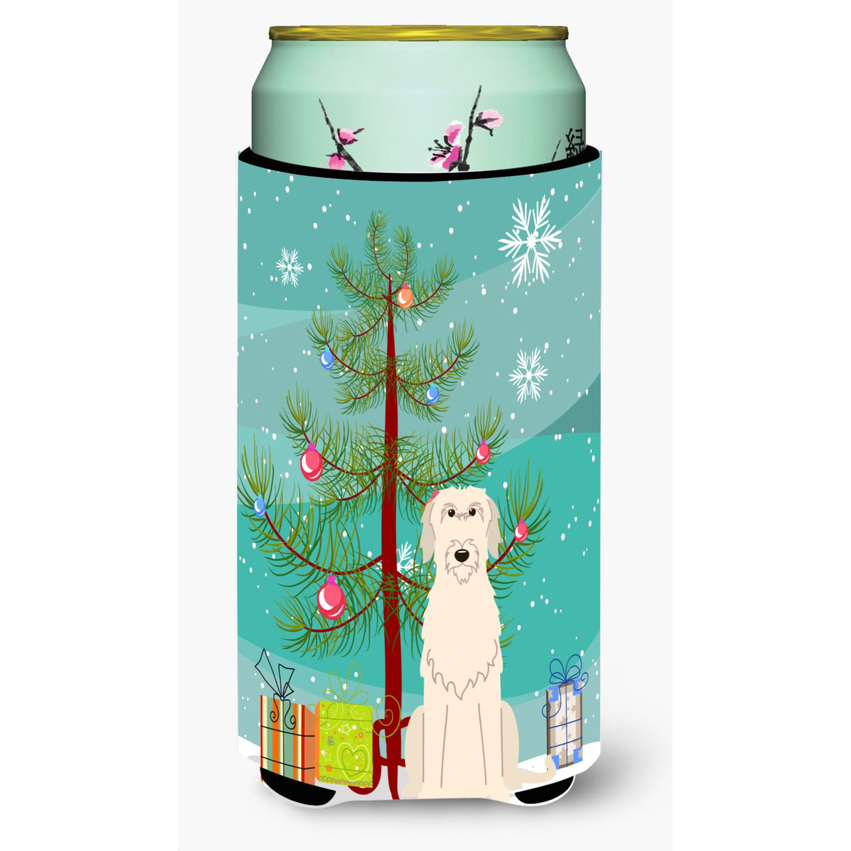 Caroline'S Treasures Merry Christmas Tree Irish Wolfhound Tall Boy Beverage Insulator Hugger Bb4190Tbc, Multicolor