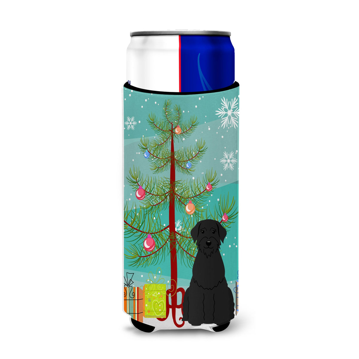 Caroline'S Treasures Bb4191Muk Merry Christmas Tree Giant Schnauzer Michelob Ultra Hugger For Slim Cans, Multicolor