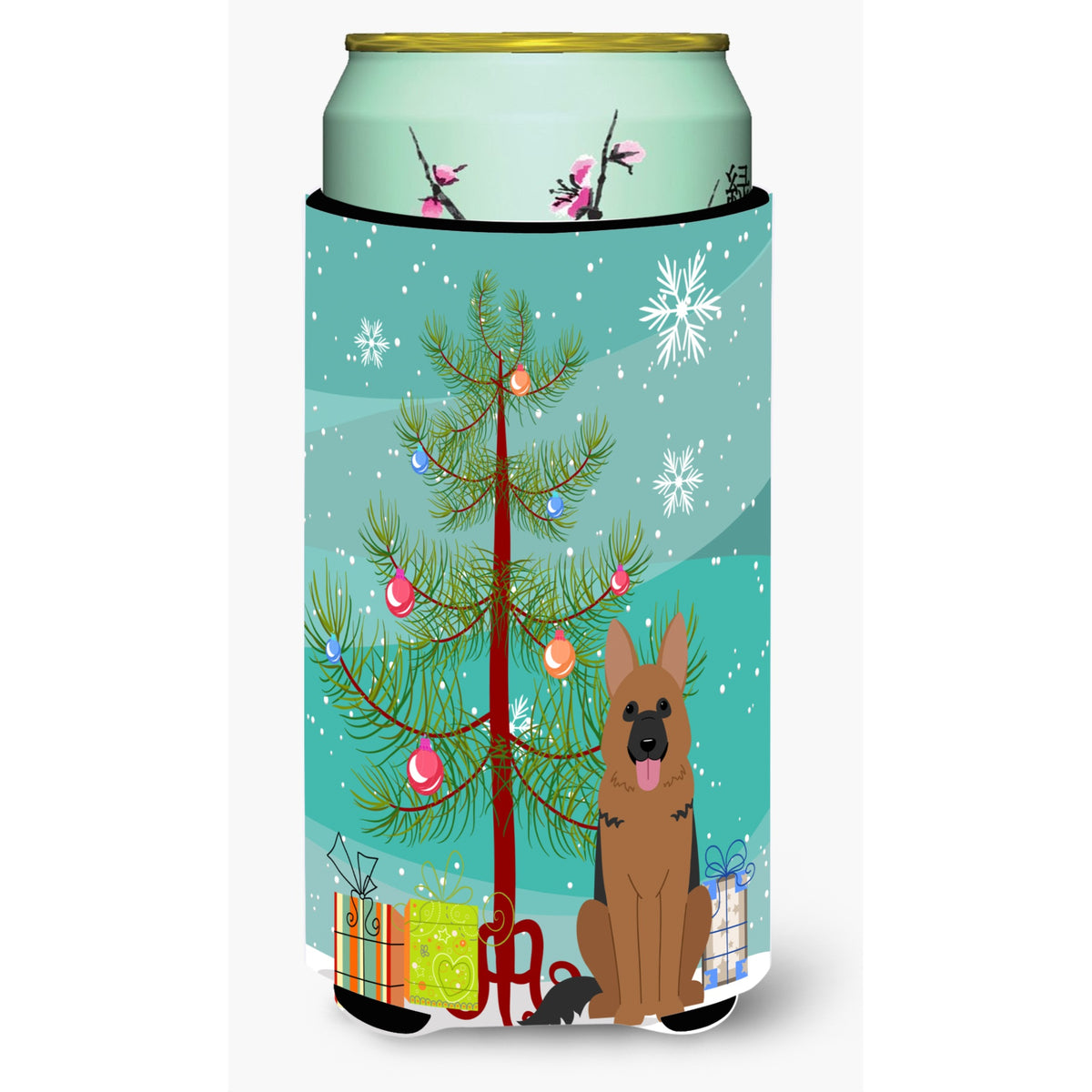 Caroline'S Treasures Merry Christmas Tree German Shepherd Tall Boy Beverage Insulator Hugger Bb4192Tbc, Multicolor