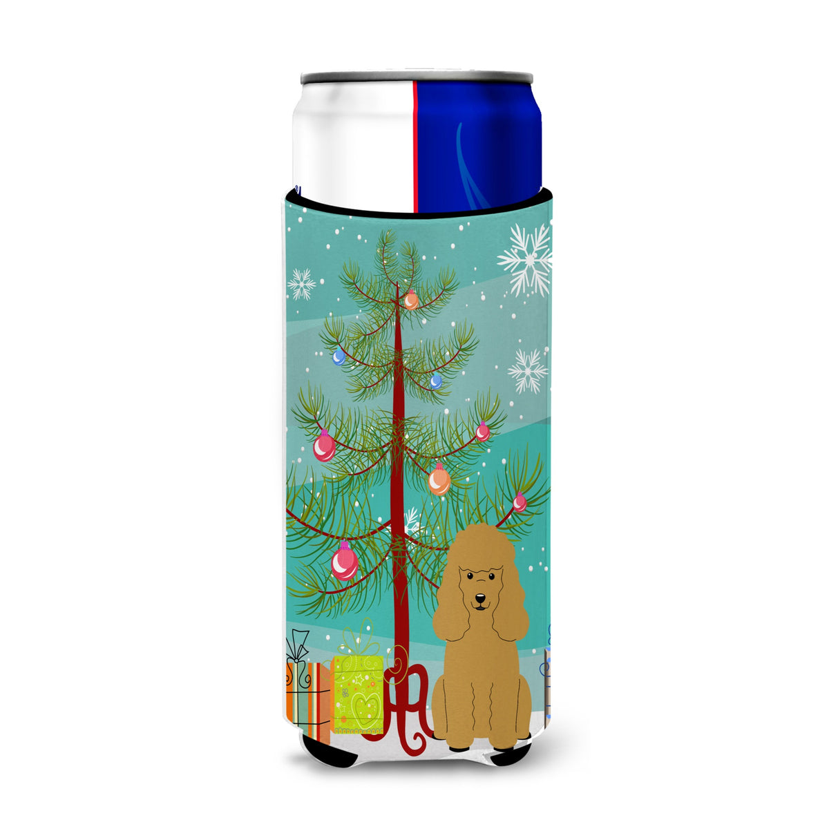 Caroline'S Treasures Bb4194Muk Merry Christmas Tree Poodle Tan Michelob Ultra Hugger For Slim Cans, Multicolor