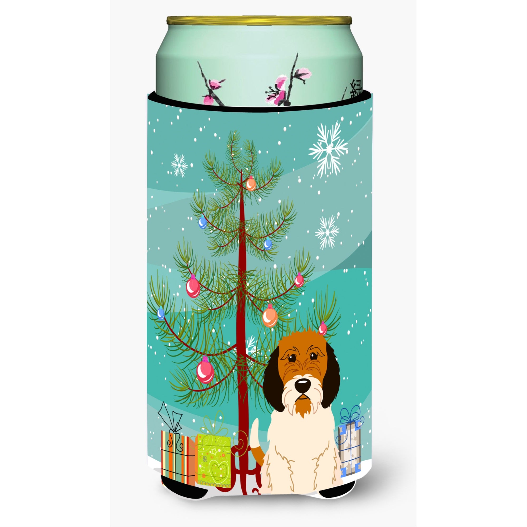 Caroline'S Treasures Merry Christmas Tree Petit Basset Griffon Veenden Tall Boy Beverage Insulator Hugger Bb4204Tbc, Multicolo