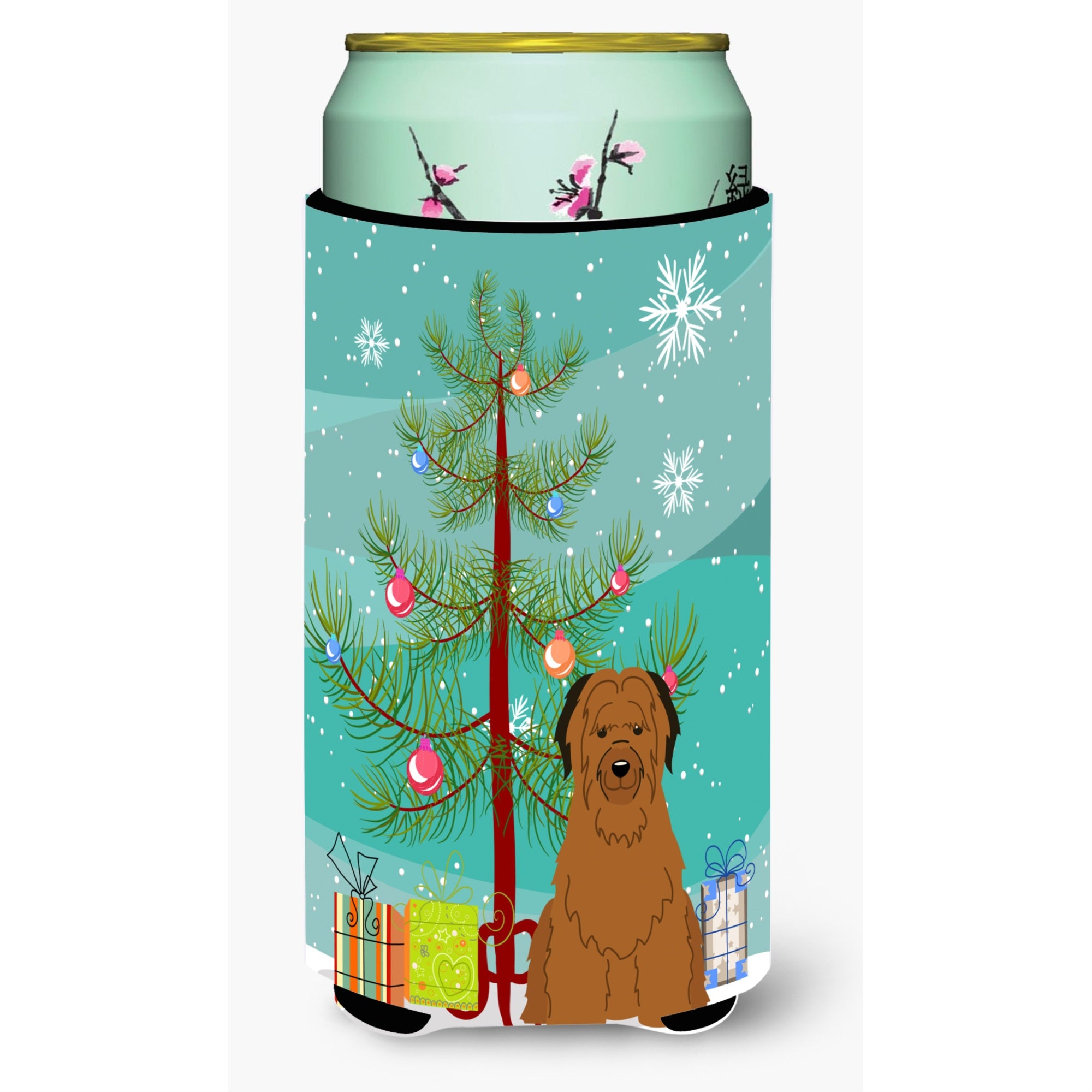 Caroline'S Treasures Merry Christmas Tree Briard Brown Tall Boy Beverage Insulator Hugger Bb4207Tbc, Multicolor