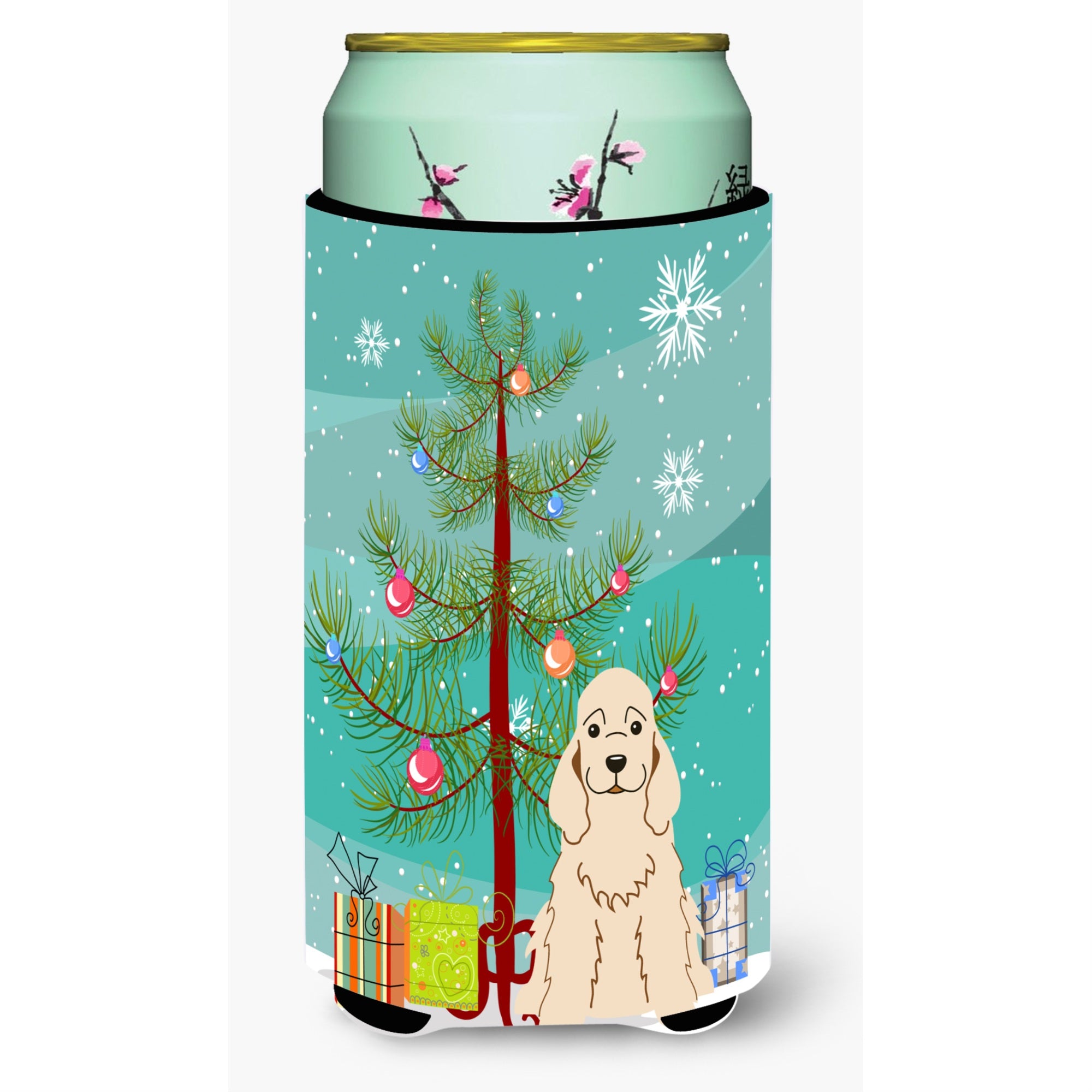 Caroline'S Treasures Merry Christmas Tree Cocker Spaniel Buff Tall Boy Beverage Insulator Hugger Bb4219Tbc, Multicolor