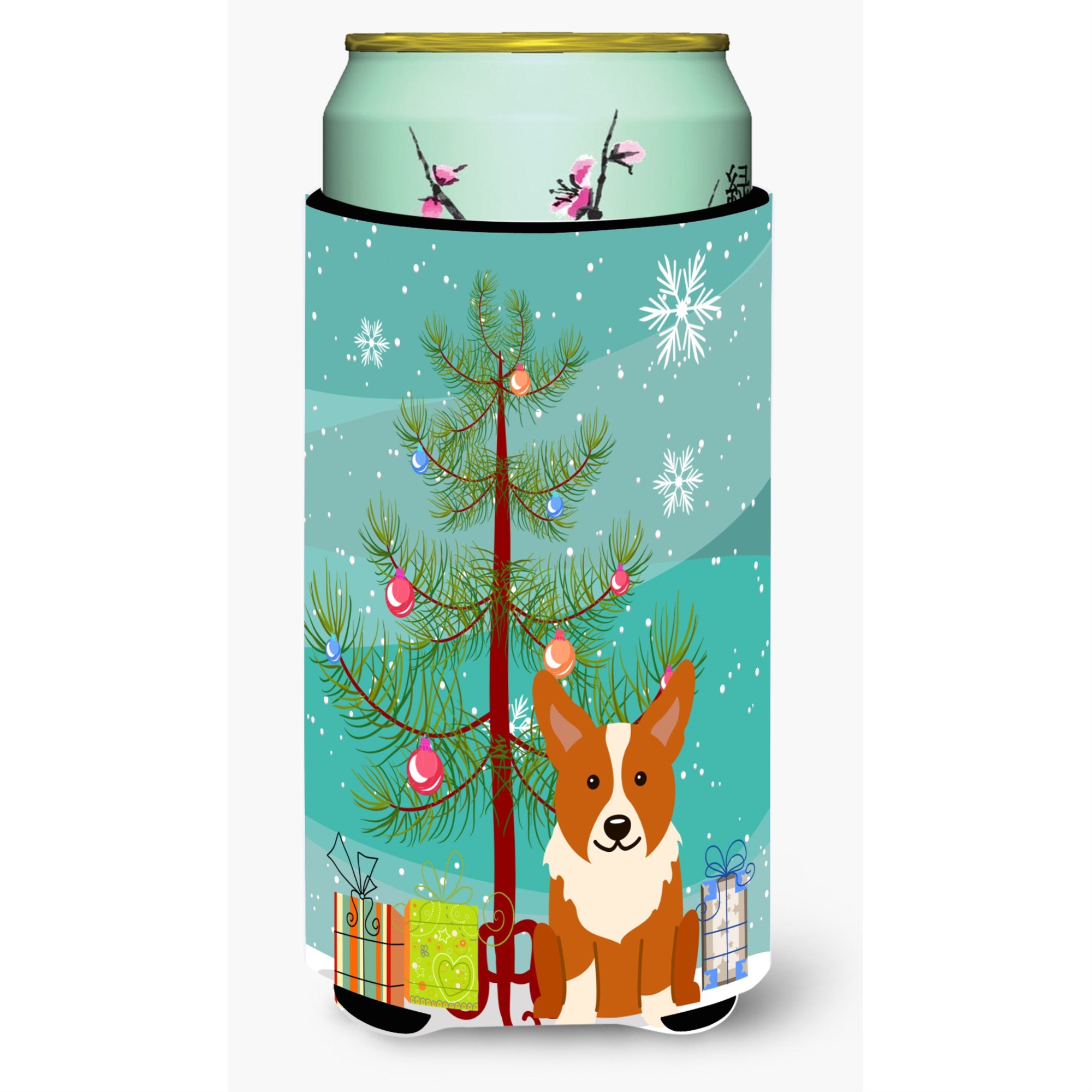 Caroline'S Treasures Merry Christmas Tree Corgi Tall Boy Beverage Insulator Hugger Bb4225Tbc, Multicolor