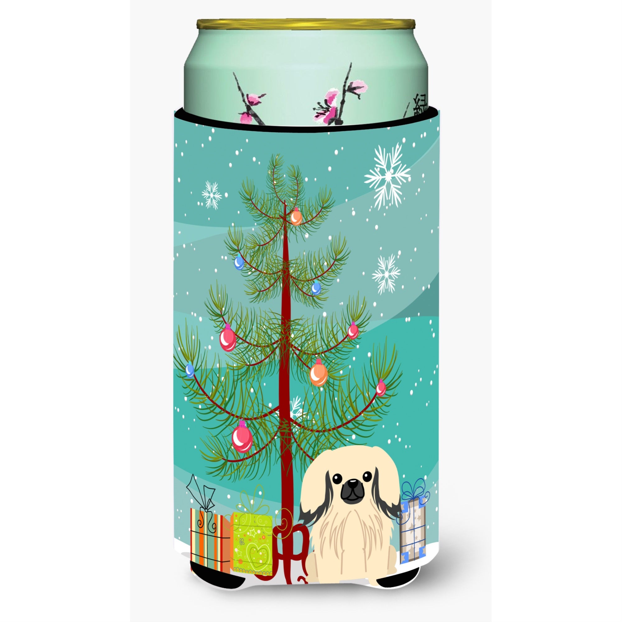 Caroline'S Treasures Merry Christmas Tree Pekingnese Cream Tall Boy Beverage Insulator Hugger Bb4231Tbc, Multicolor