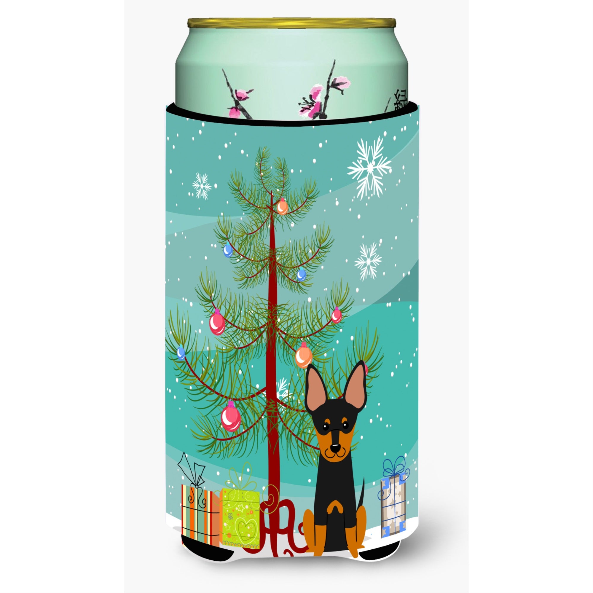 Caroline'S Treasures Merry Christmas Tree English Toy Terrier Tall Boy Beverage Insulator Hugger Bb4234Tbc, Multicolor