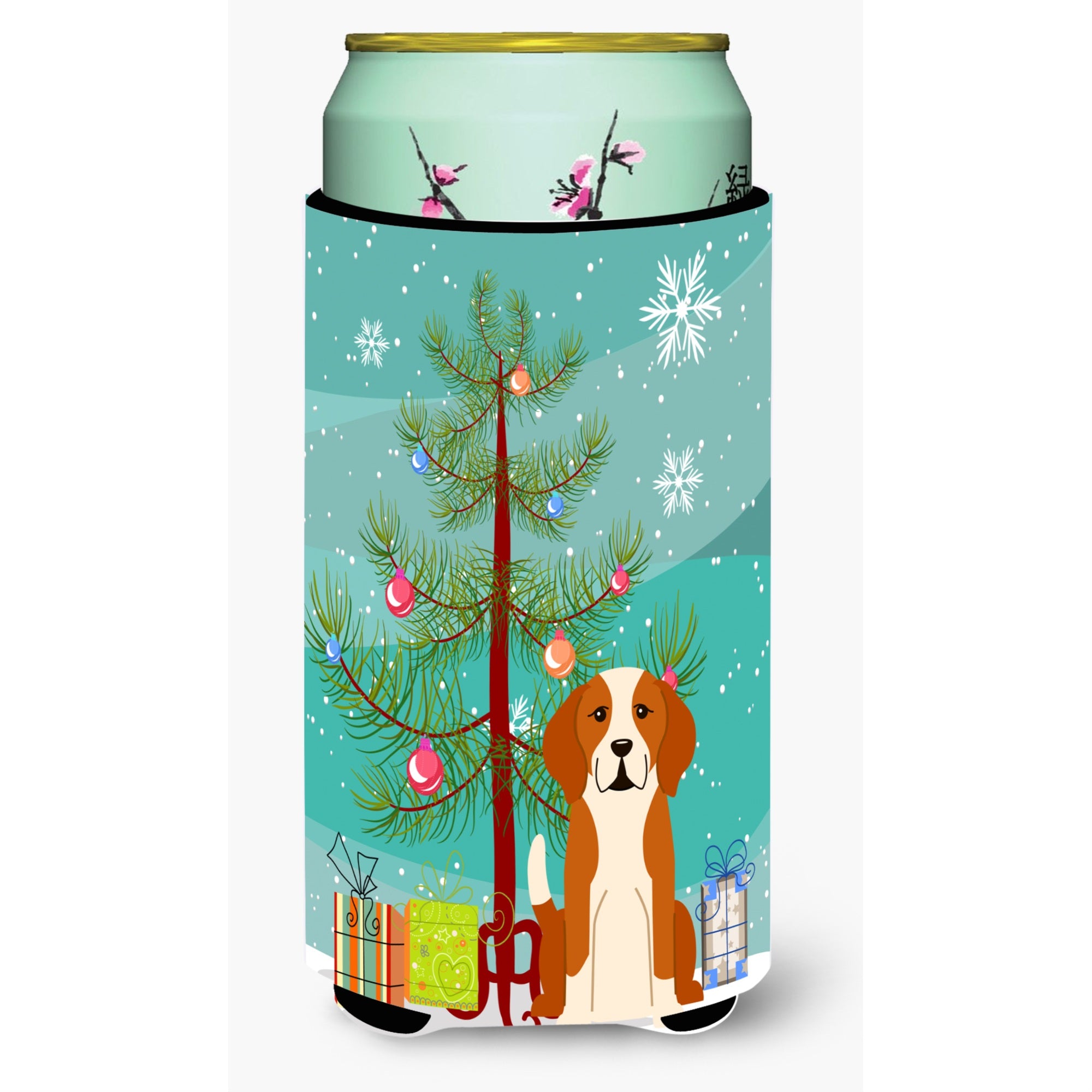 Caroline'S Treasures Merry Christmas Tree English Foxhound Tall Boy Beverage Insulator Hugger Bb4235Tbc, Multicolor