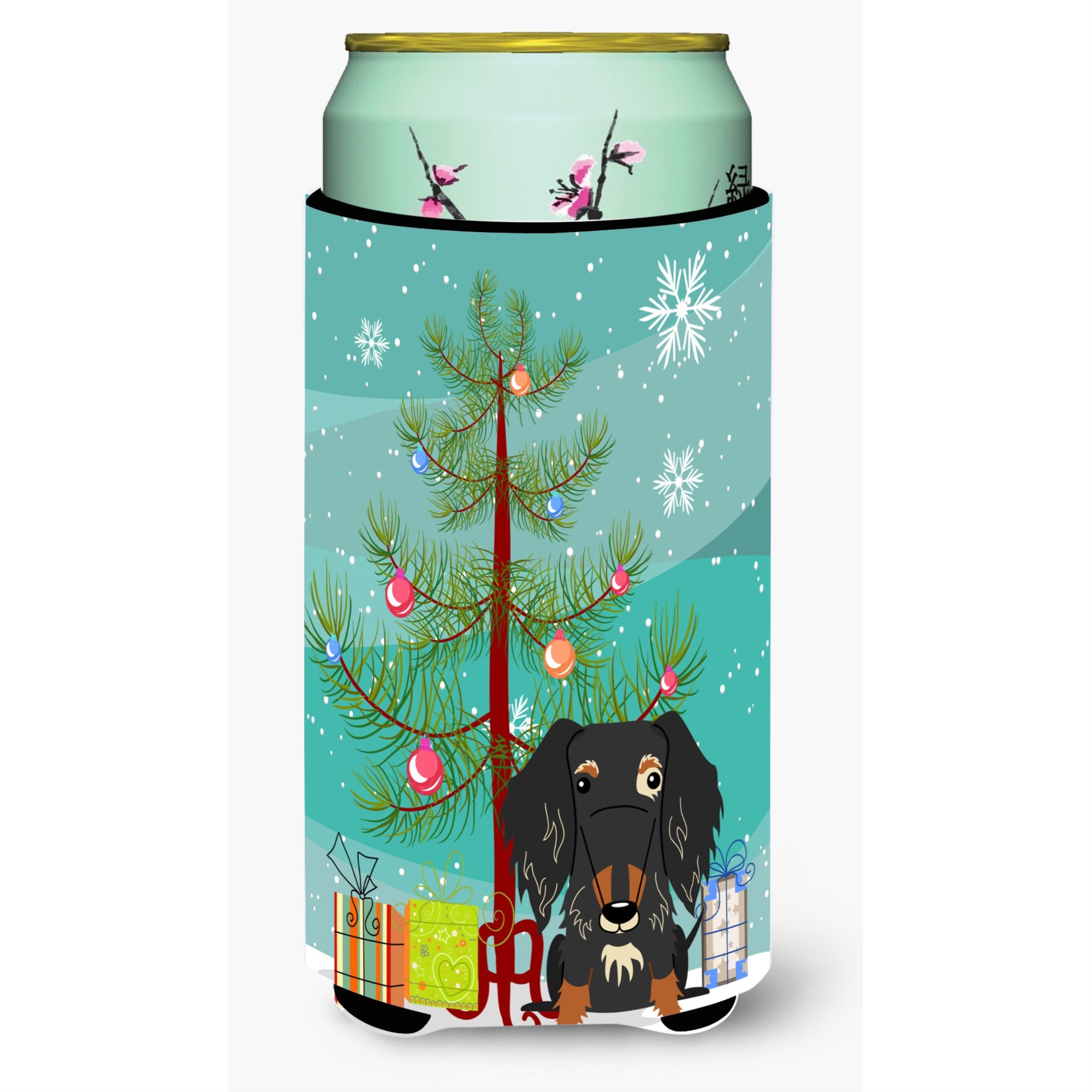 Caroline'S Treasures Merry Christmas Tree Wire Haired Dachshund Dapple Tall Boy Beverage Insulator Hugger Bb4253Tbc, Multicolo