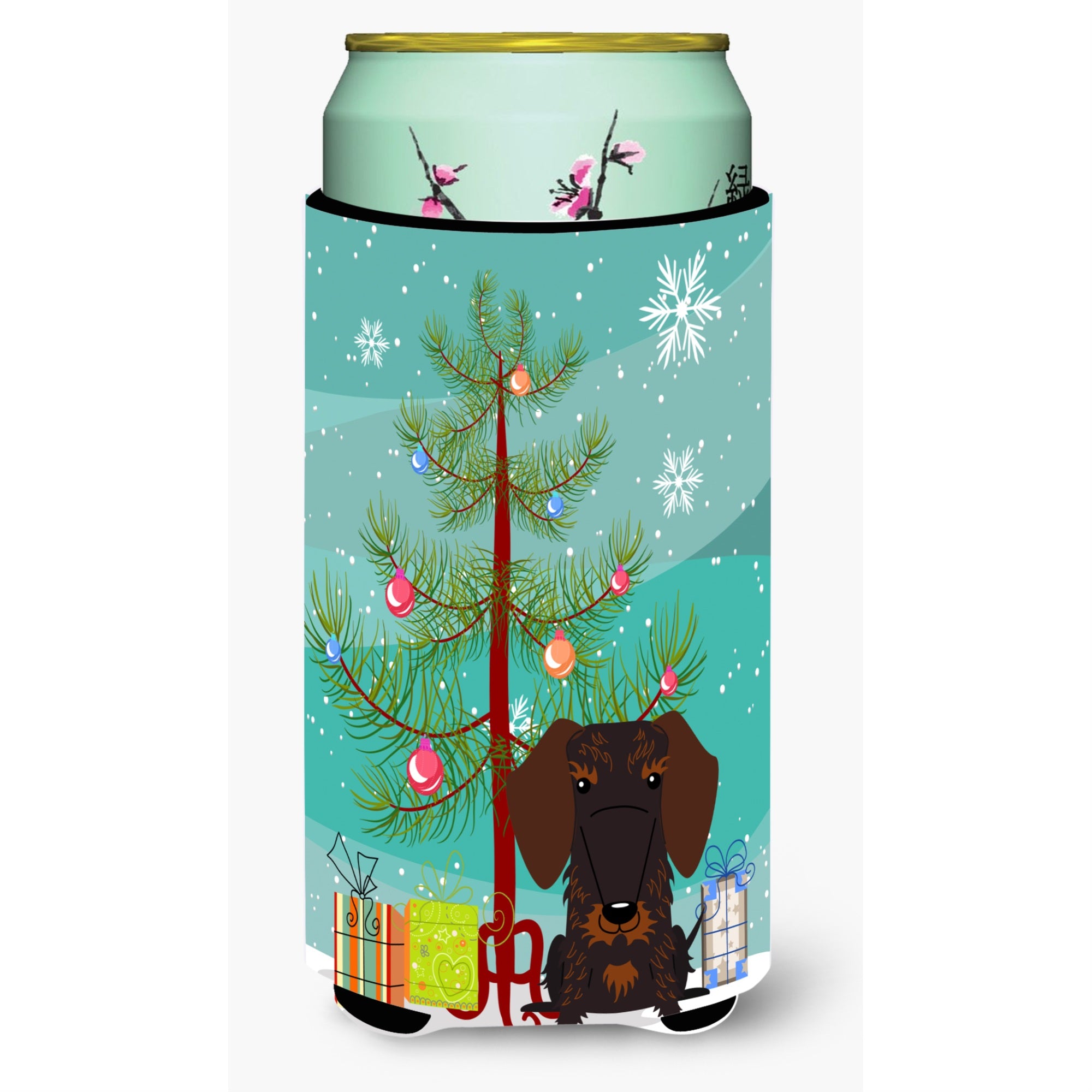 Caroline'S Treasures Merry Christmas Tree Wire Haired Dachshund Chocolate Tall Boy Beverage Insulator Hugger Bb4254Tbc, Multic