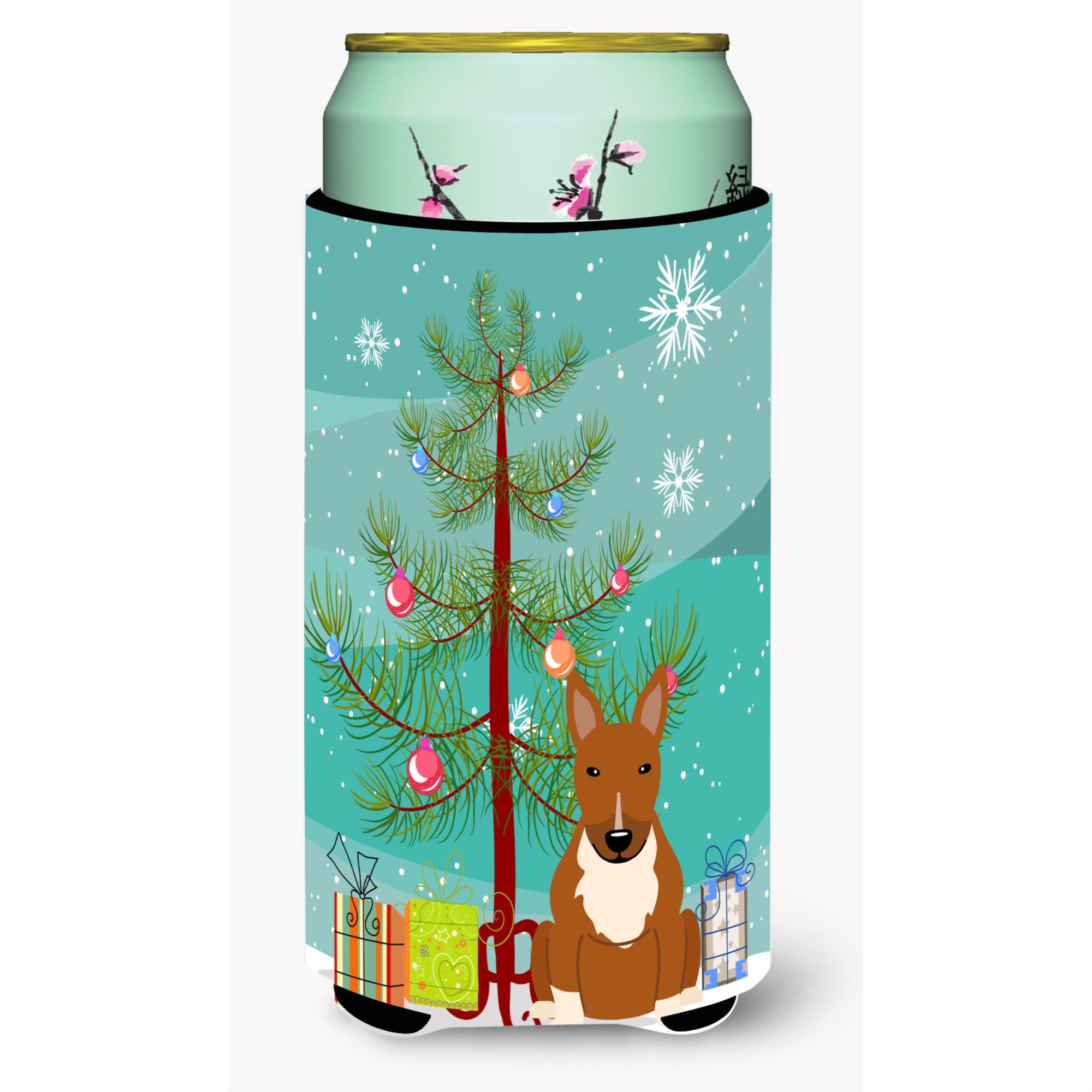 Caroline'S Treasures Merry Christmas Tree Bull Terrier Red Tall Boy Beverage Insulator Hugger Bb4259Tbc, Multicolor