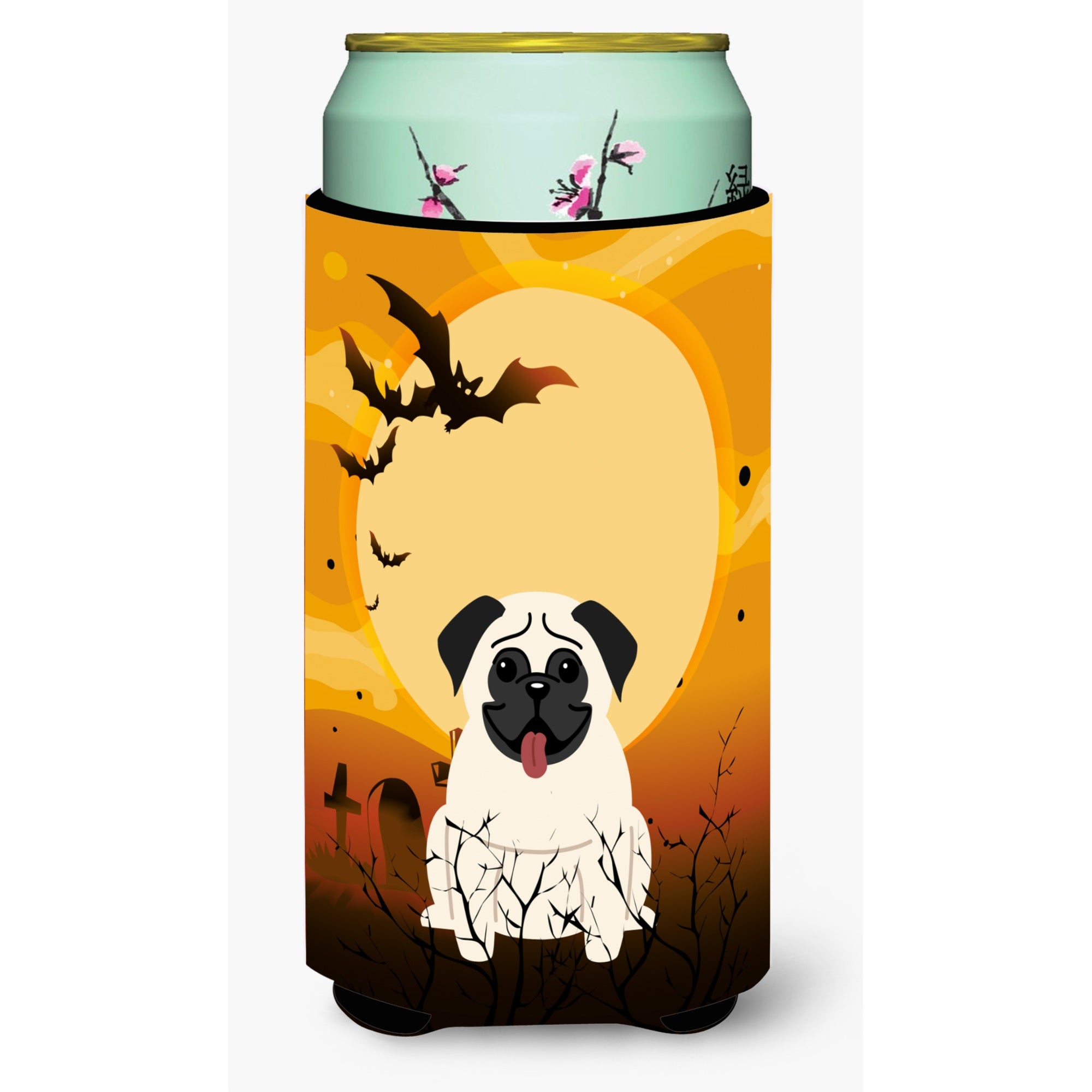 Caroline'S Treasures Halloween Pug Cream Tall Boy Beverage Insulator Hugger Bb4270Tbc, Multicolor