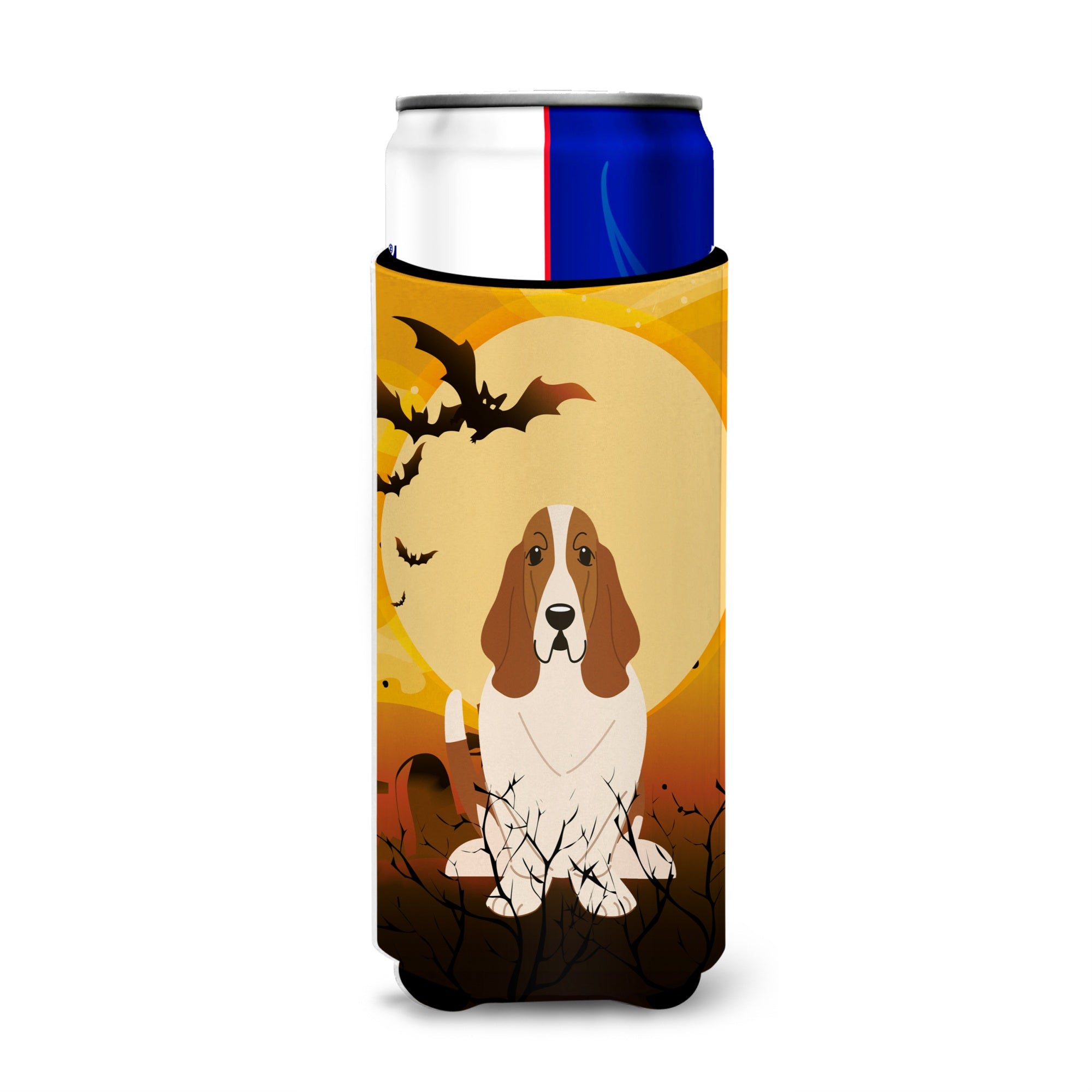 Caroline'S Treasures Bb4287Muk Halloween Basset Hound Michelob Ultra Hugger For Slim Cans, Multicolor