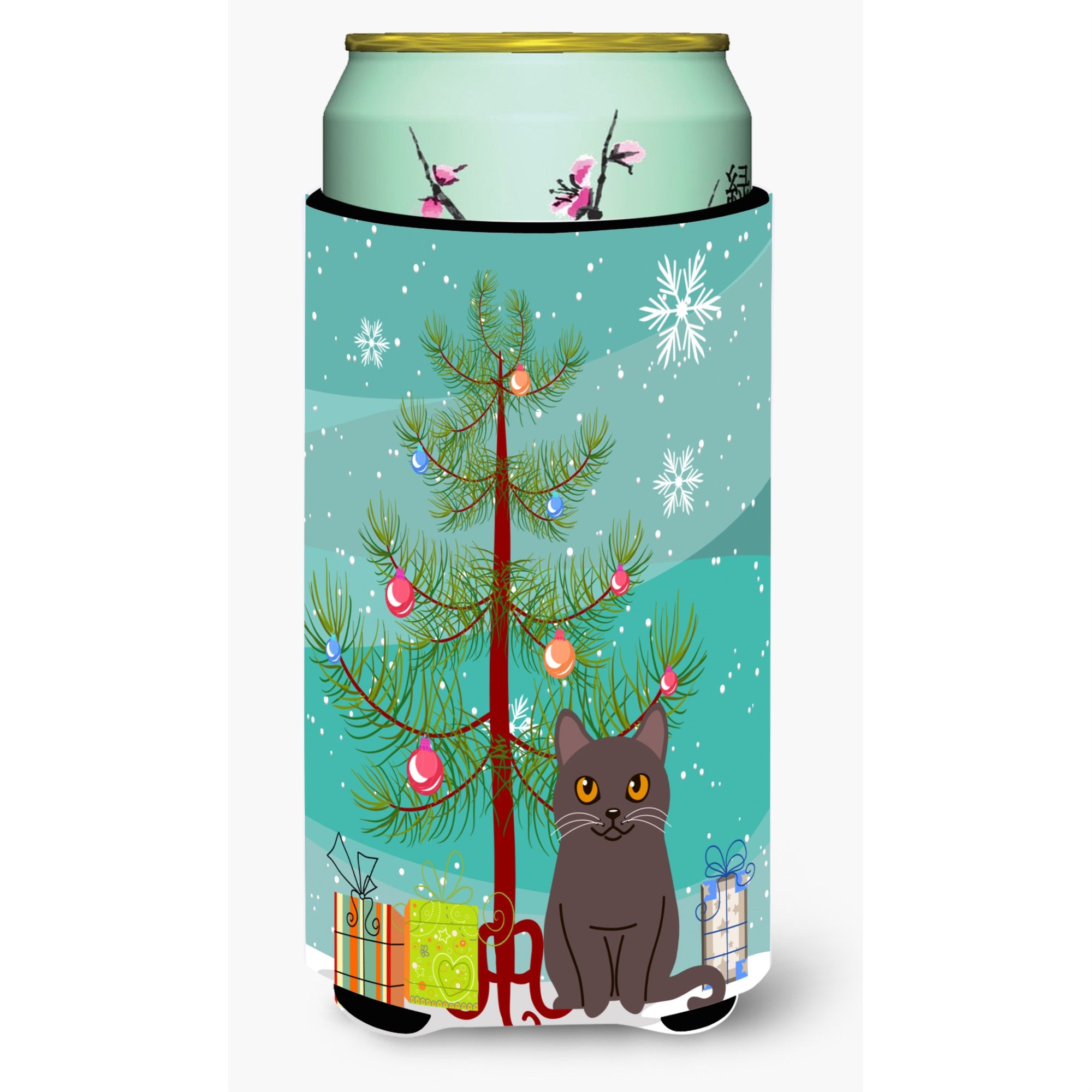 Caroline'S Treasures Chartreux Cat Merry Christmas Tree Tall Boy Beverage Insulator Hugger, Multicolor