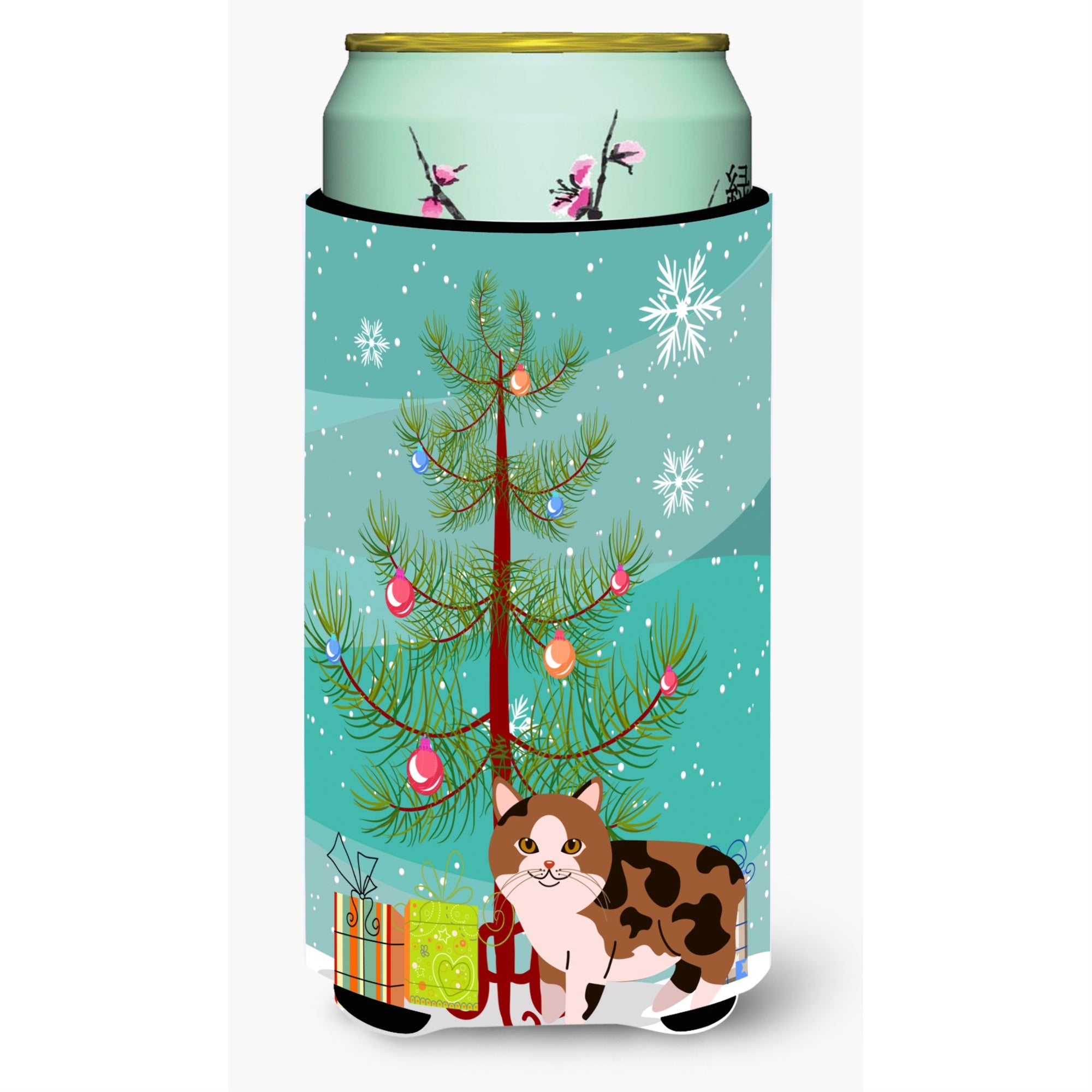 Caroline'S Treasures Manx Cat Merry Christmas Tree Tall Boy Beverage Insulator Hugger, Multicolor