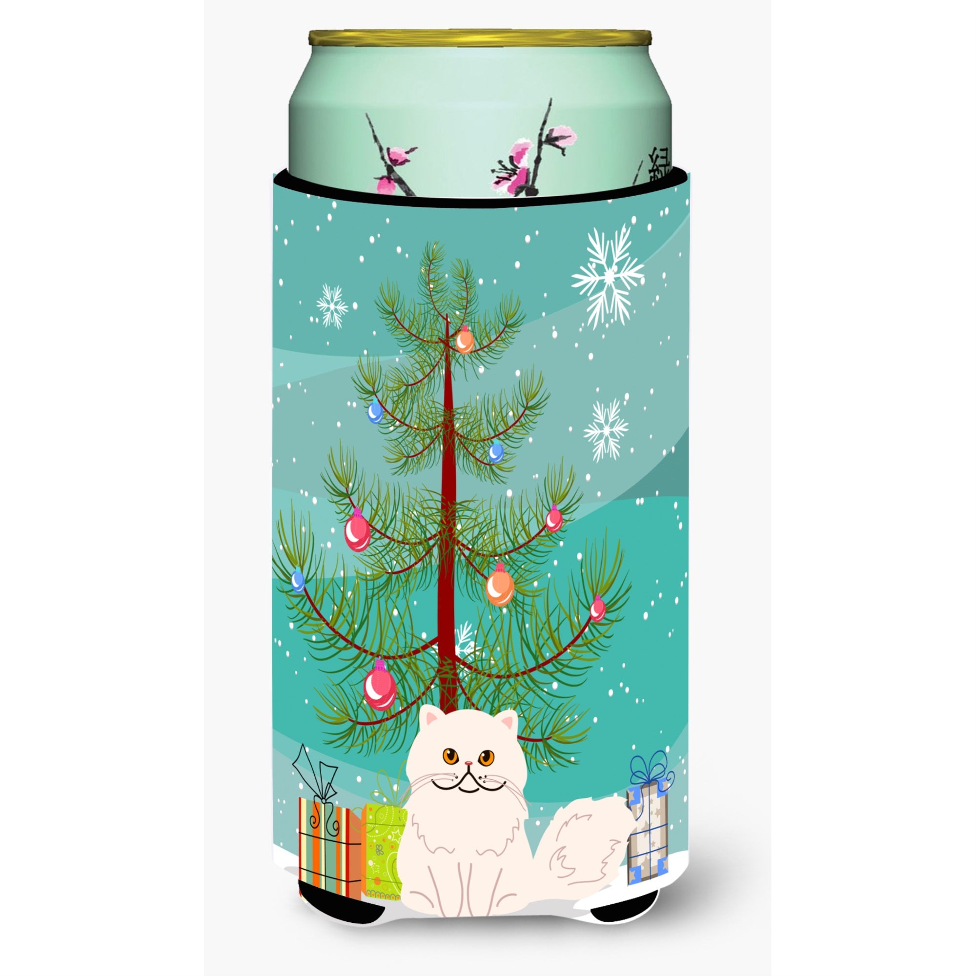 Caroline'S Treasures Persian Cat Merry Christmas Tree Tall Boy Beverage Insulator Hugger, Multicolor
