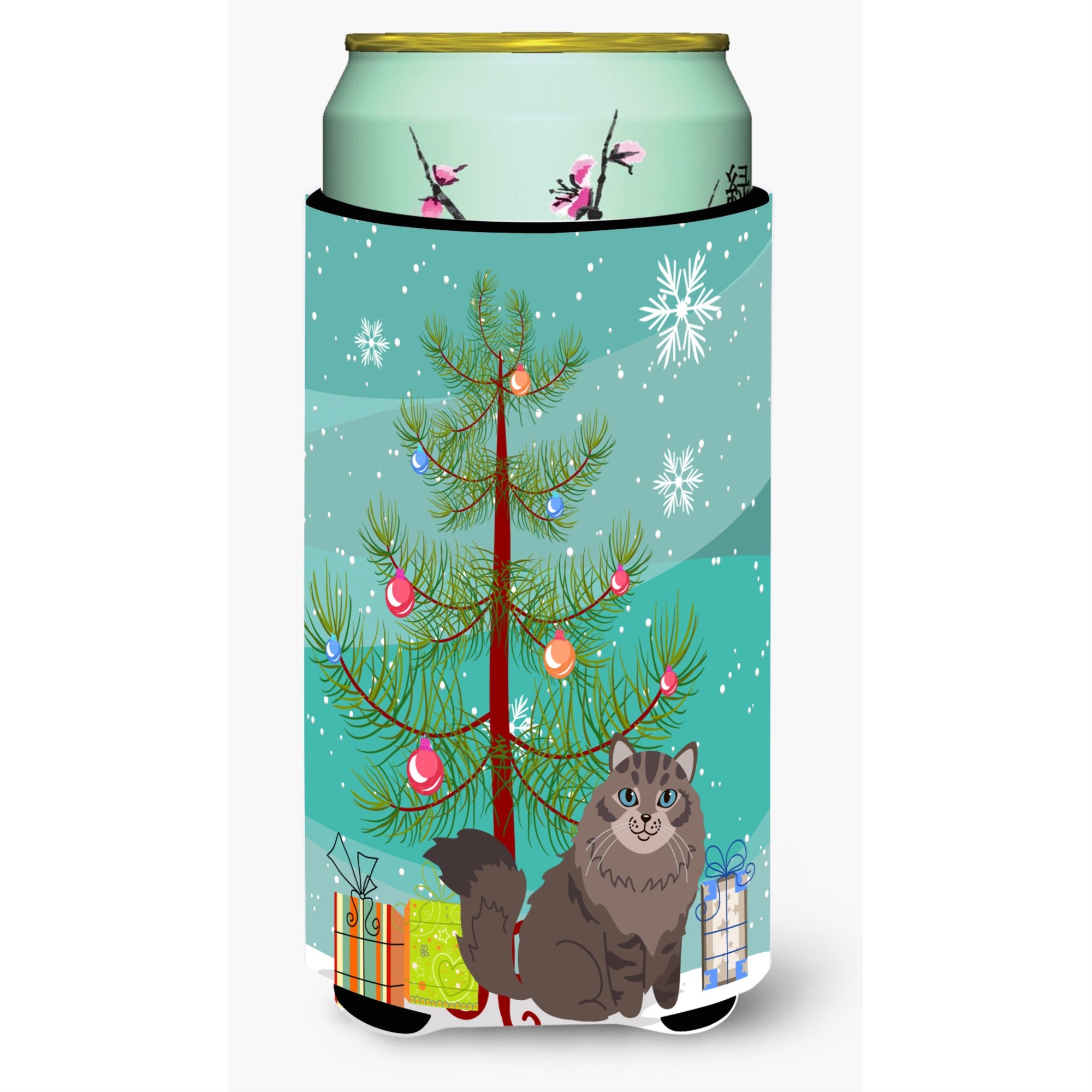 Caroline'S Treasures Siberian Cat Merry Christmas Tree Tall Boy Beverage Insulator Hugger, Multicolor