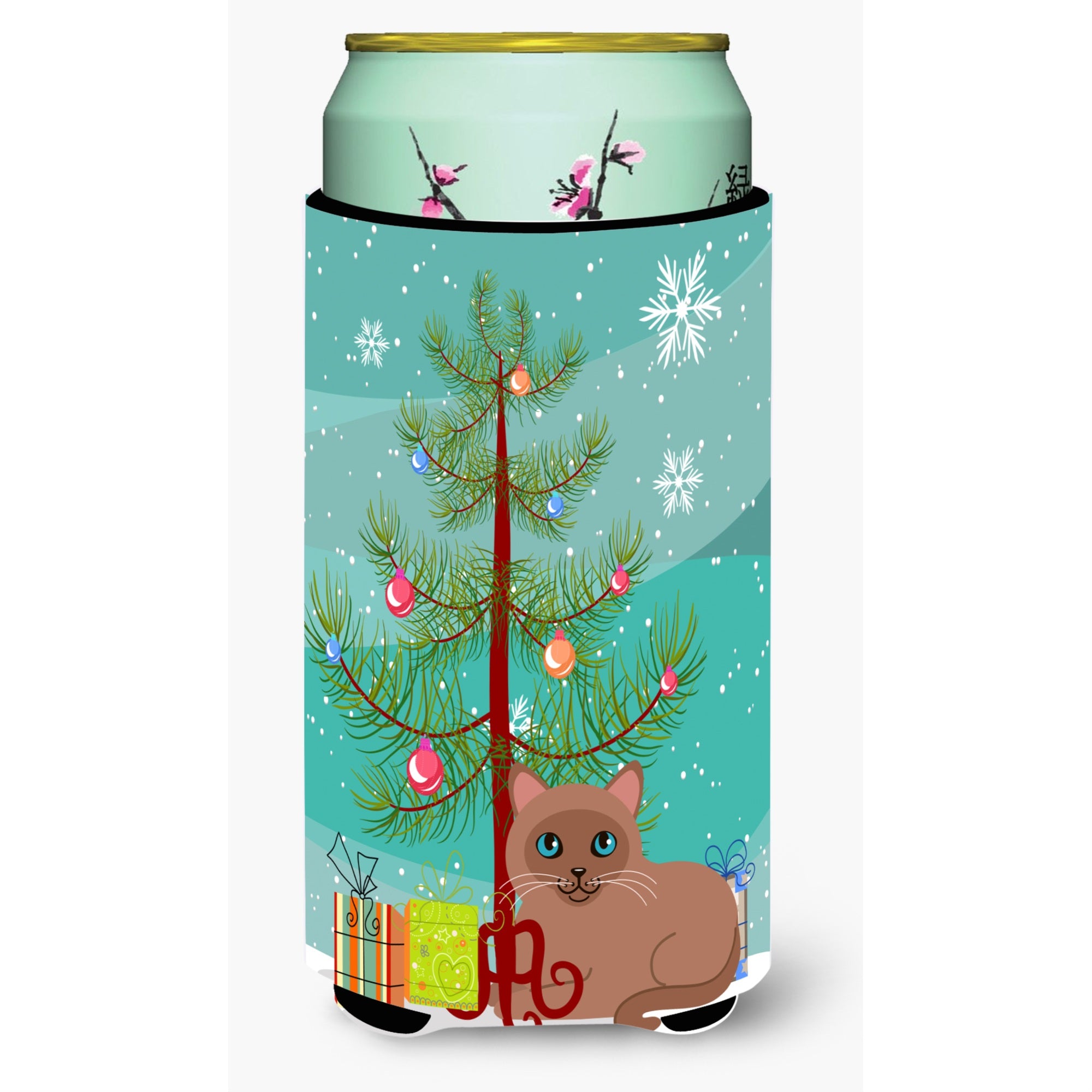 Caroline'S Treasures Tonkinese Cat Merry Christmas Tree Tall Boy Beverage Insulator Hugger, Multicolor