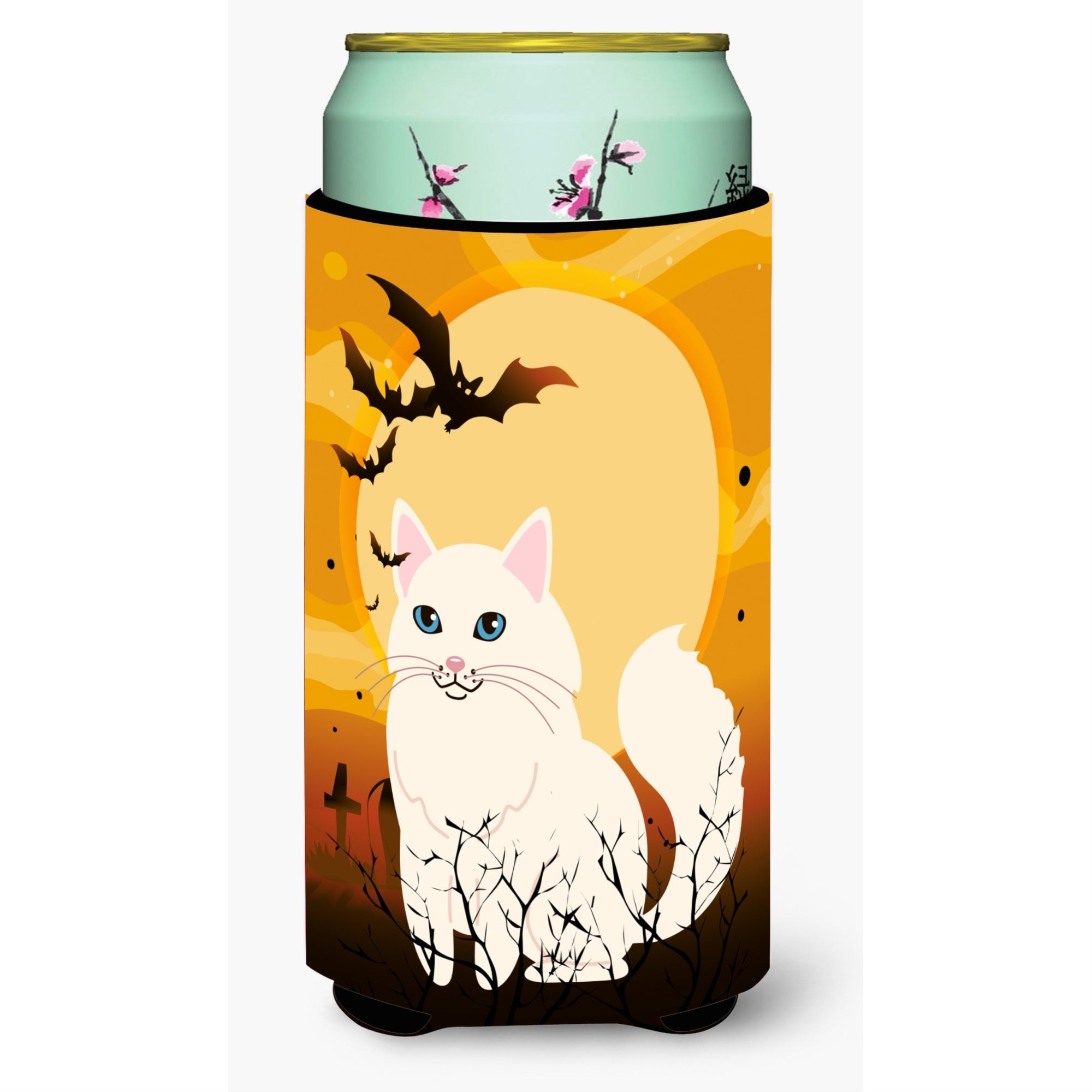 Caroline'S Treasures Halloween Turkish Angora Cat Tall Boy Beverage Insulator Hugger, Multicolor