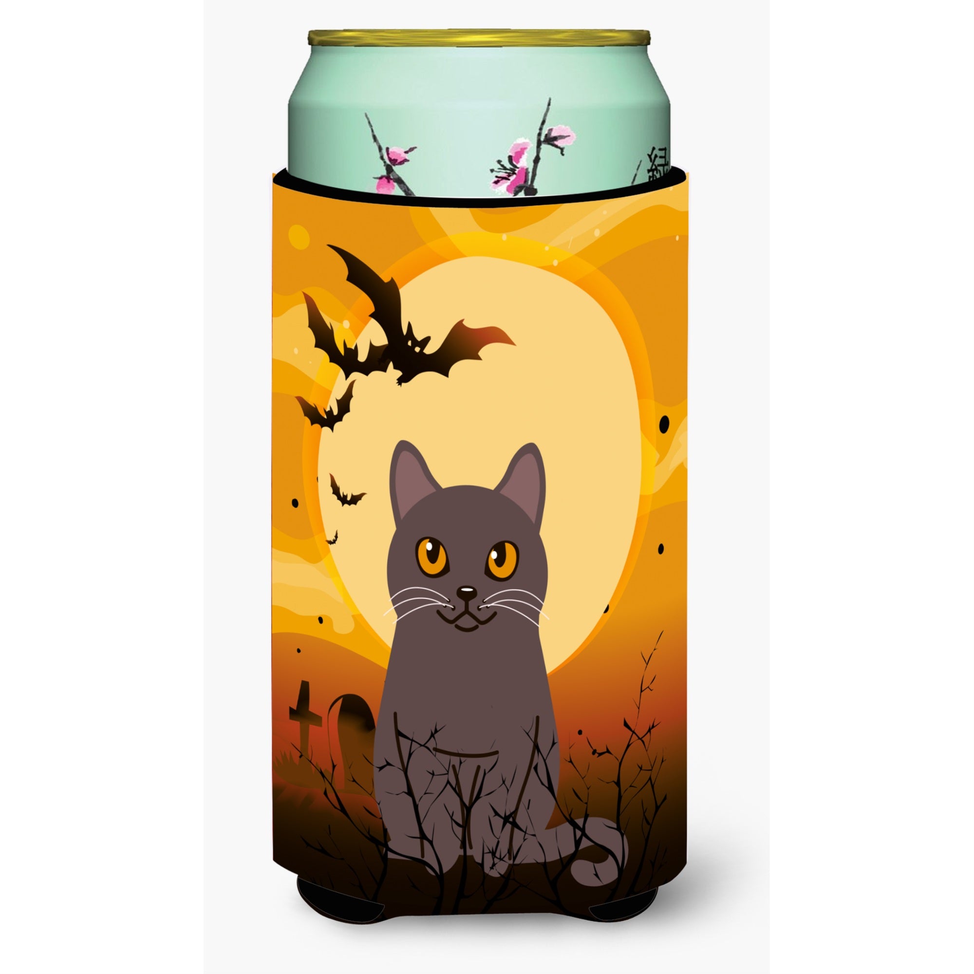 Caroline'S Treasures Halloween Chartreux Cat Tall Boy Beverage Insulator Hugger, Multicolor