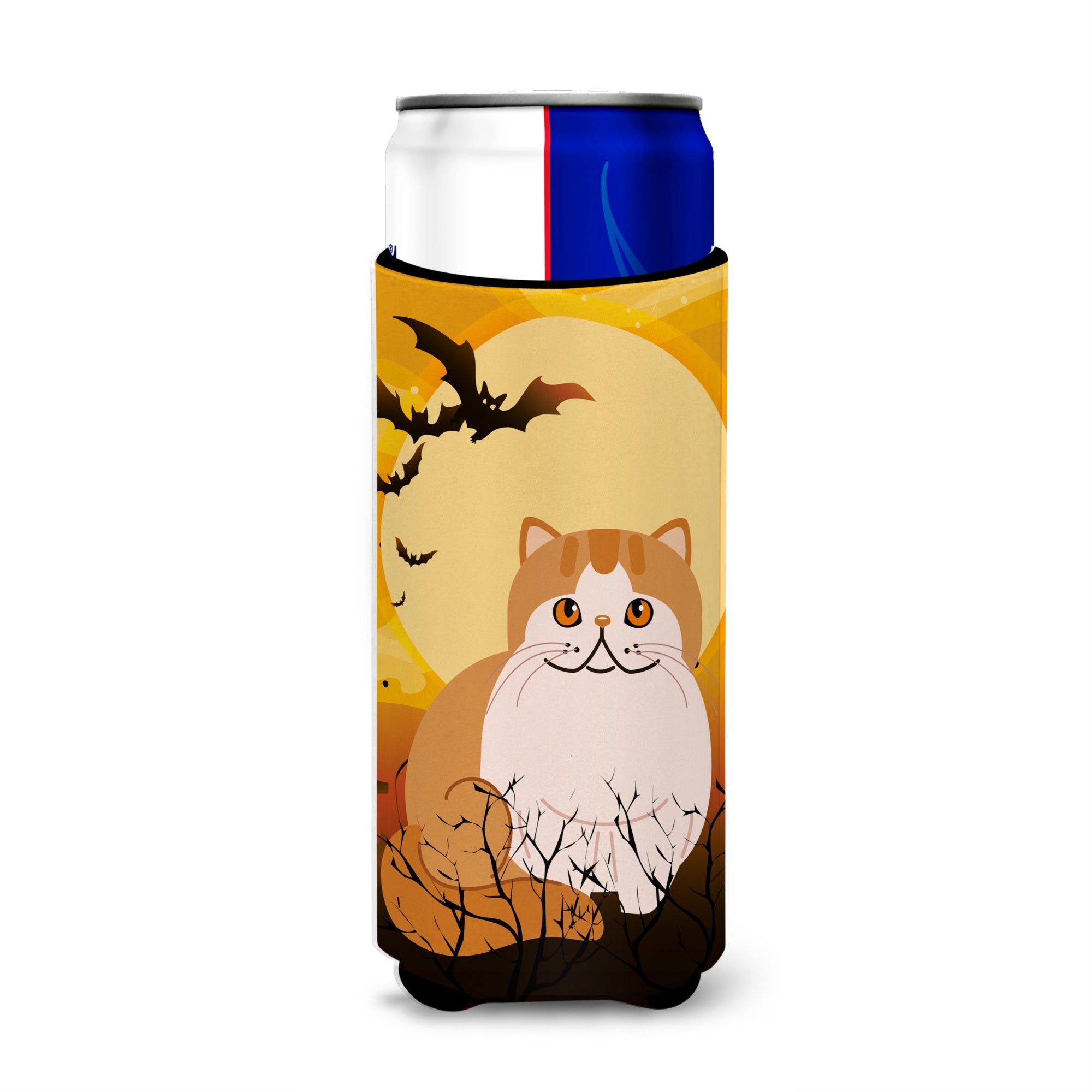 Caroline'S Treasures Halloween Exotic Shorthair Cat Michelob Ultra Hugger For Slim Cans, Slim Can, Multicolor