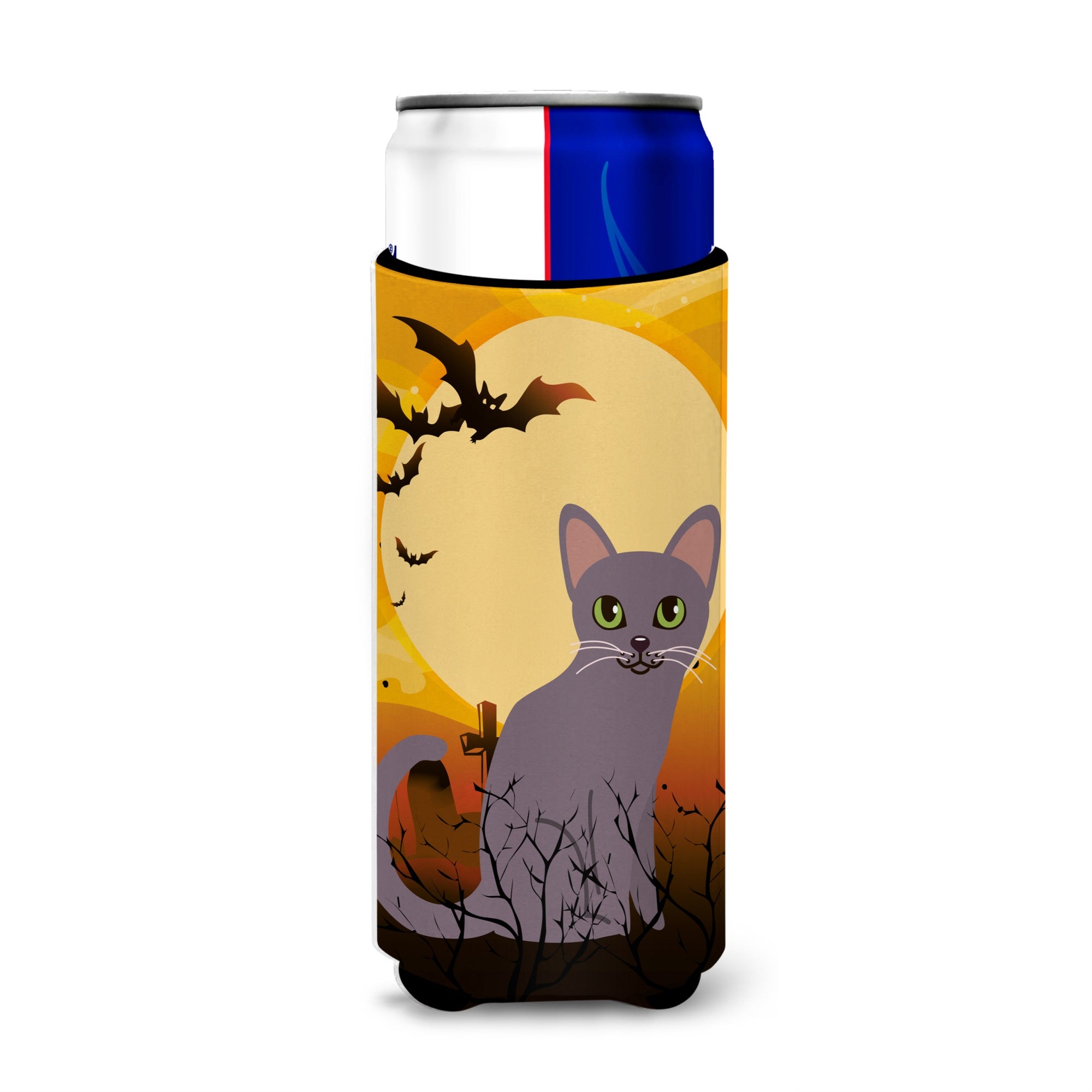 Caroline'S Treasures Halloween Korat Cat Michelob Ultra Hugger For Slim Cans, Slim Can, Multicolor