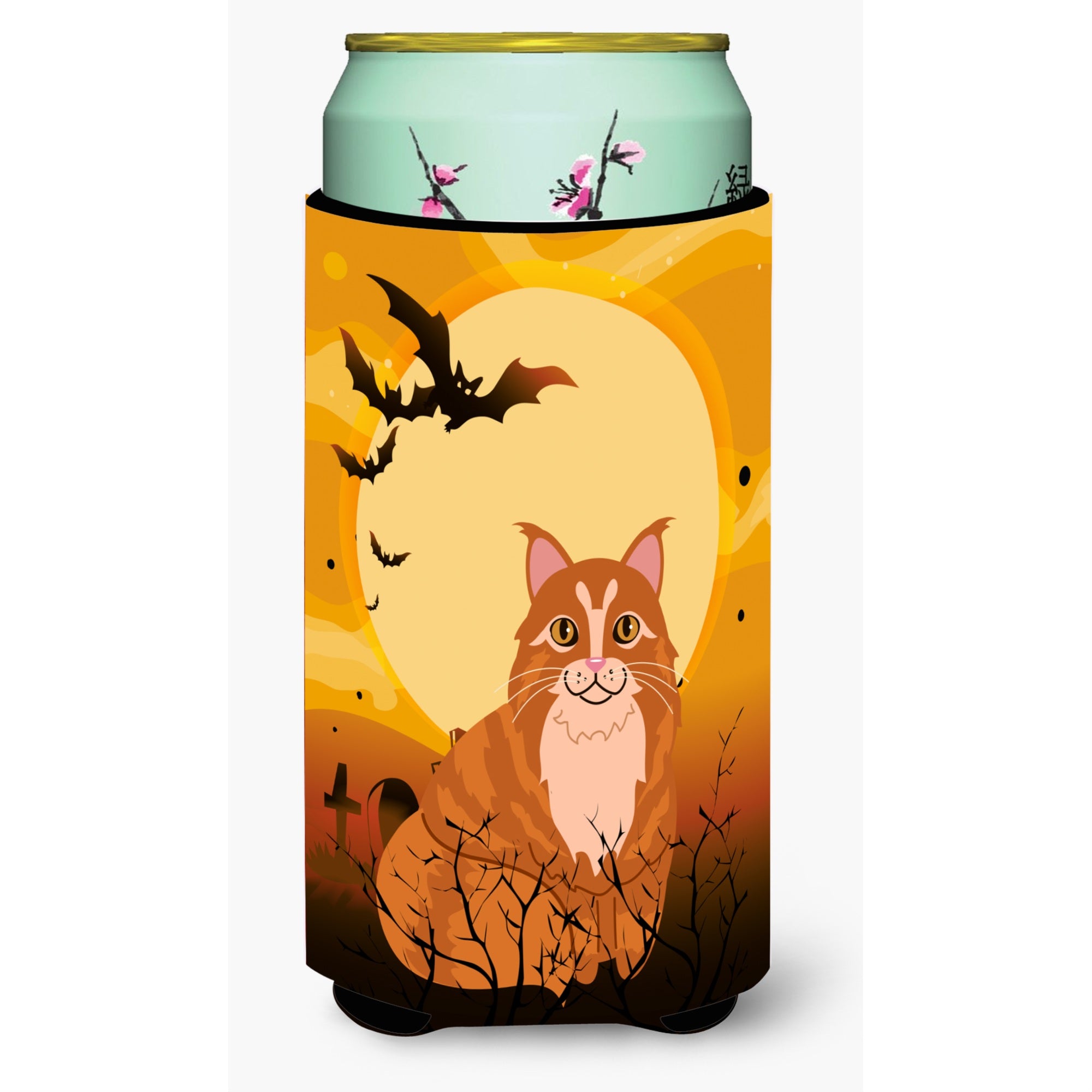 Caroline'S Treasures Halloween Maine Coon Cat Tall Boy Beverage Insulator Hugger, Multicolor
