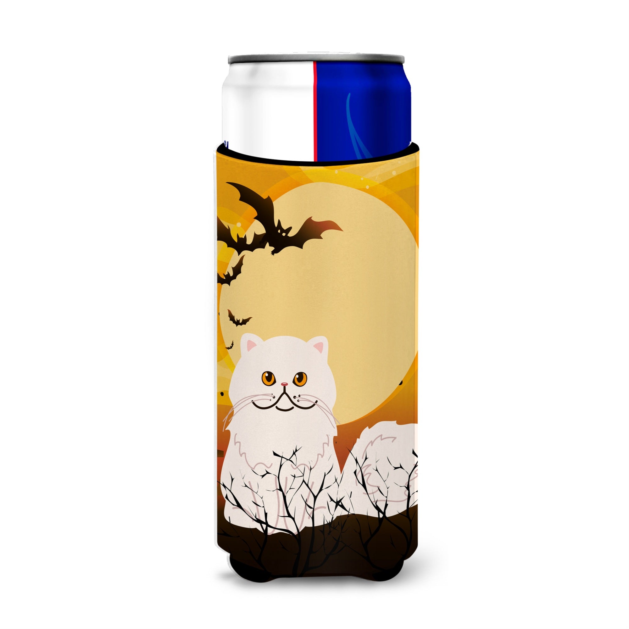 Caroline'S Treasures Halloween Persian Cat Michelob Ultra Hugger For Slim Cans, Slim Can, Multicolor