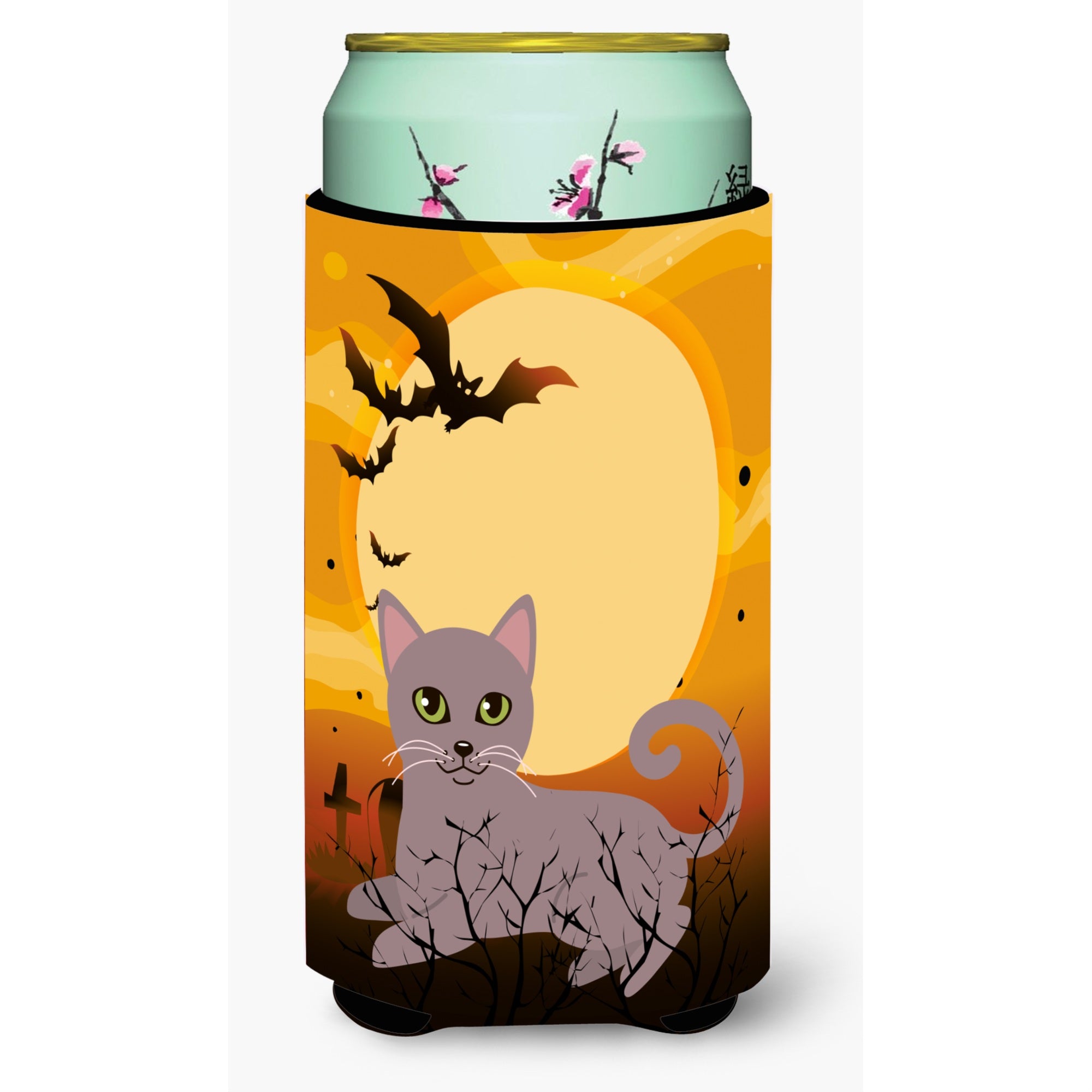 Caroline'S Treasures Halloween Russian Blue Cat Tall Boy Beverage Insulator Hugger, Multicolor
