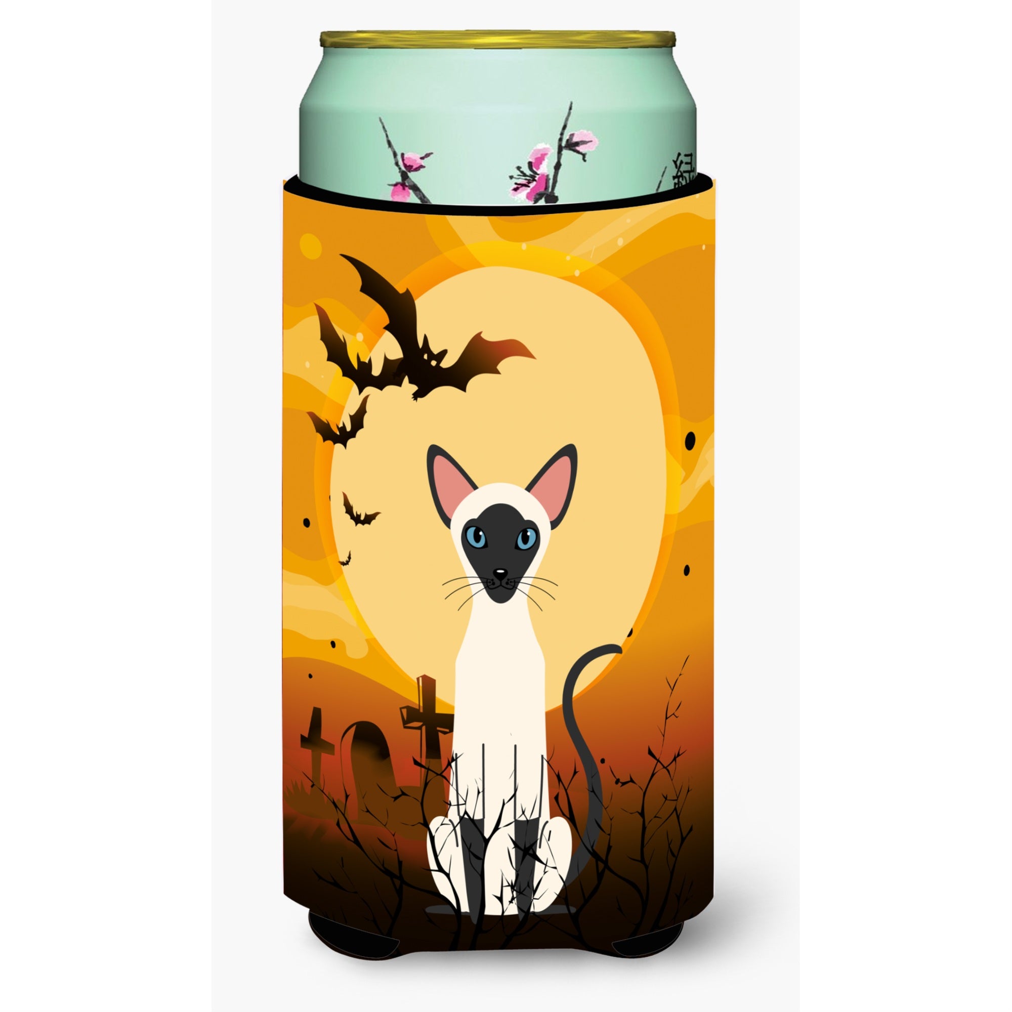 Caroline'S Treasures Halloween Siamese Cat Tall Boy Beverage Insulator Hugger, Multicolor