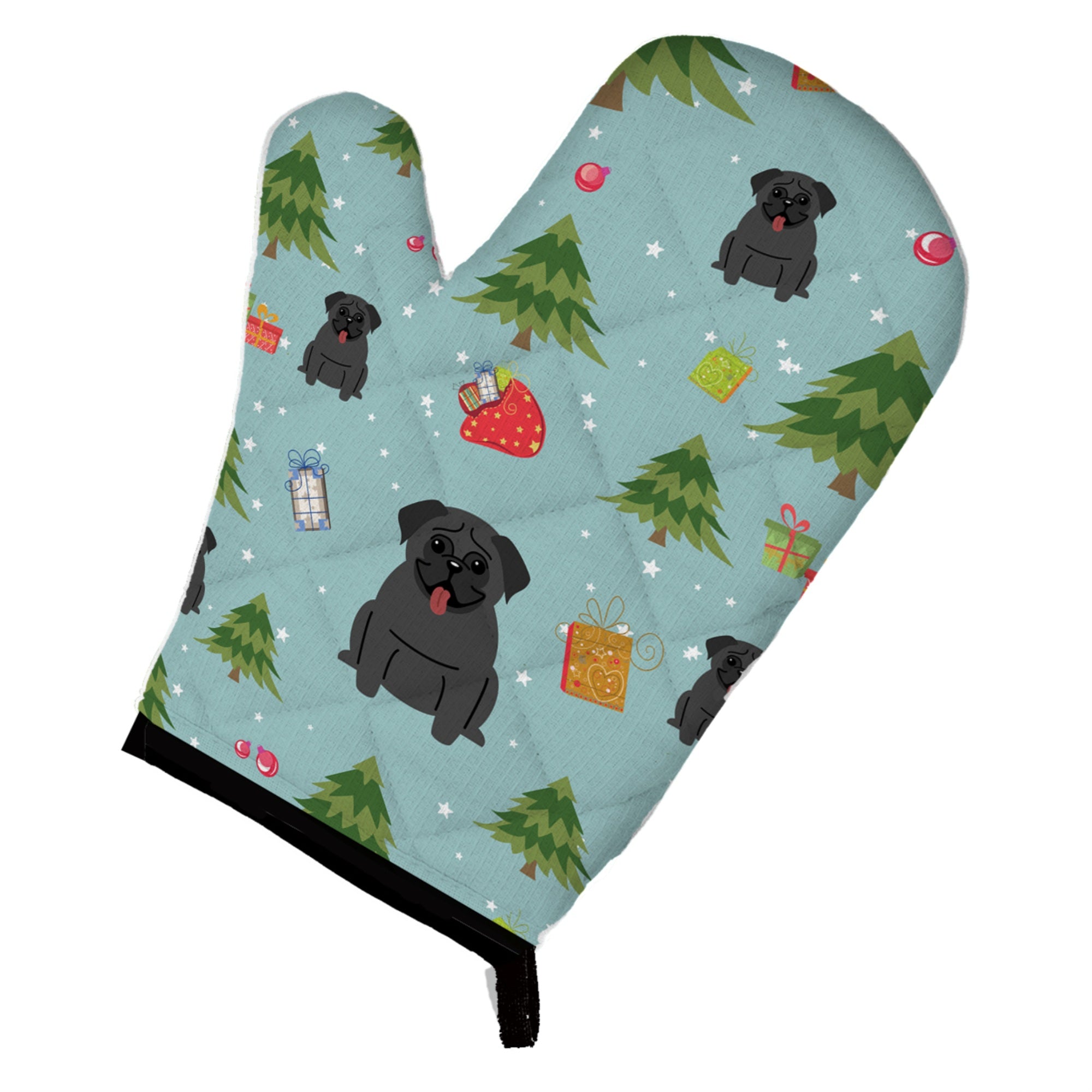 Caroline'S Treasures Bb4666Ovmt Christmas Pug Black Oven Mitt, 12 By 8.5, Multicolor